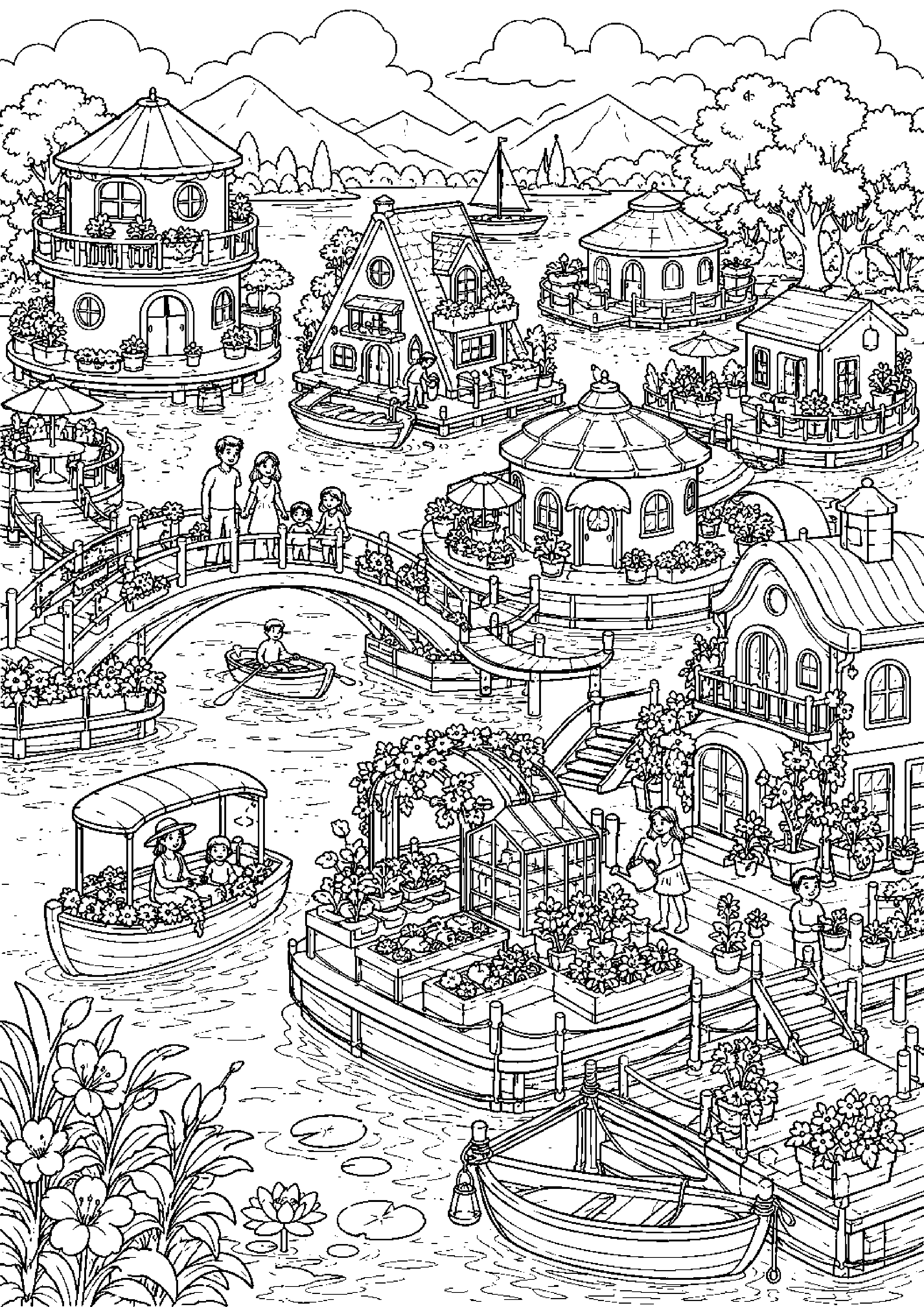 Coloriage maison flottante à imprimer – dessin n°20