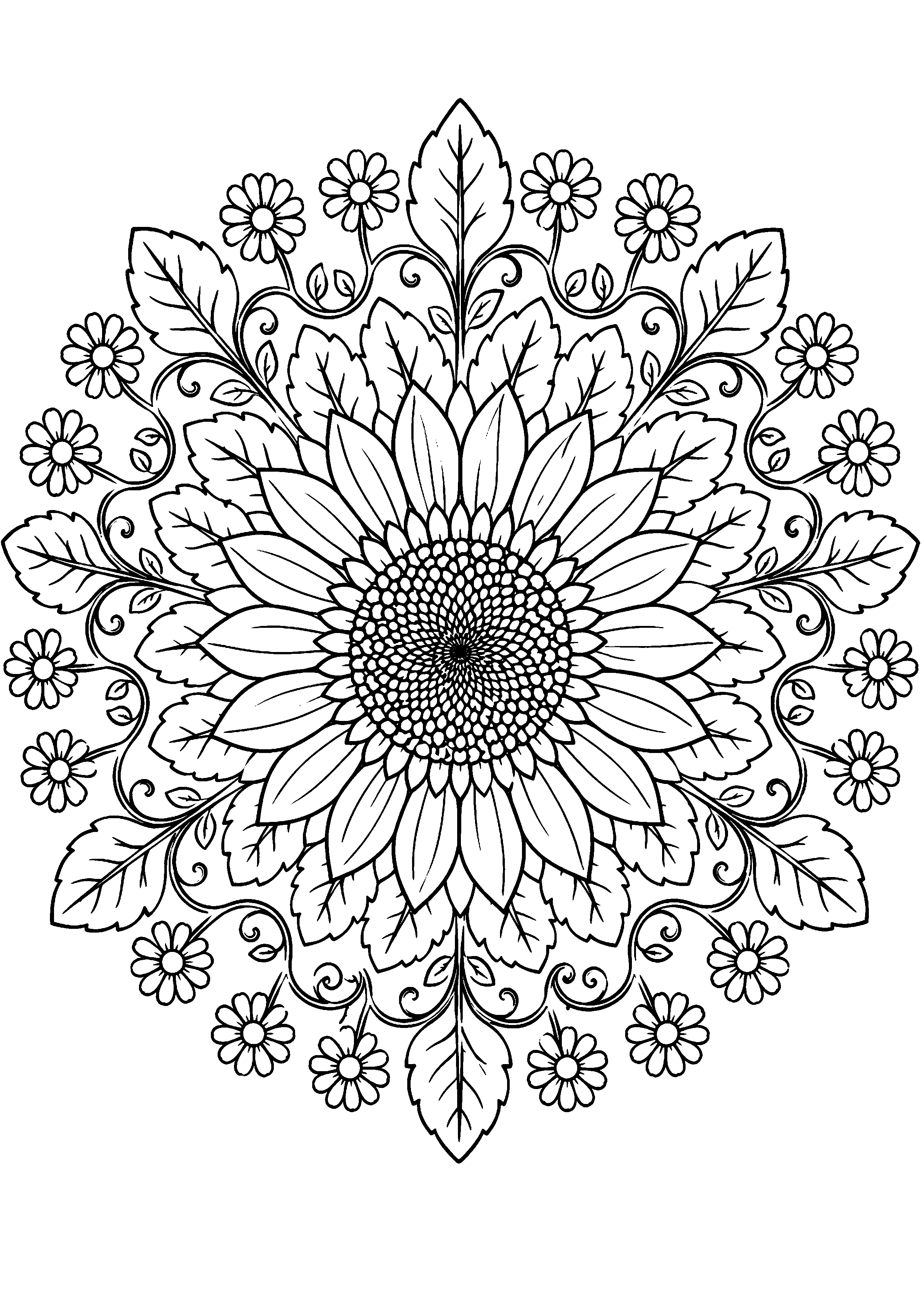 Coloriage mandala floral à imprimer – dessin n°2