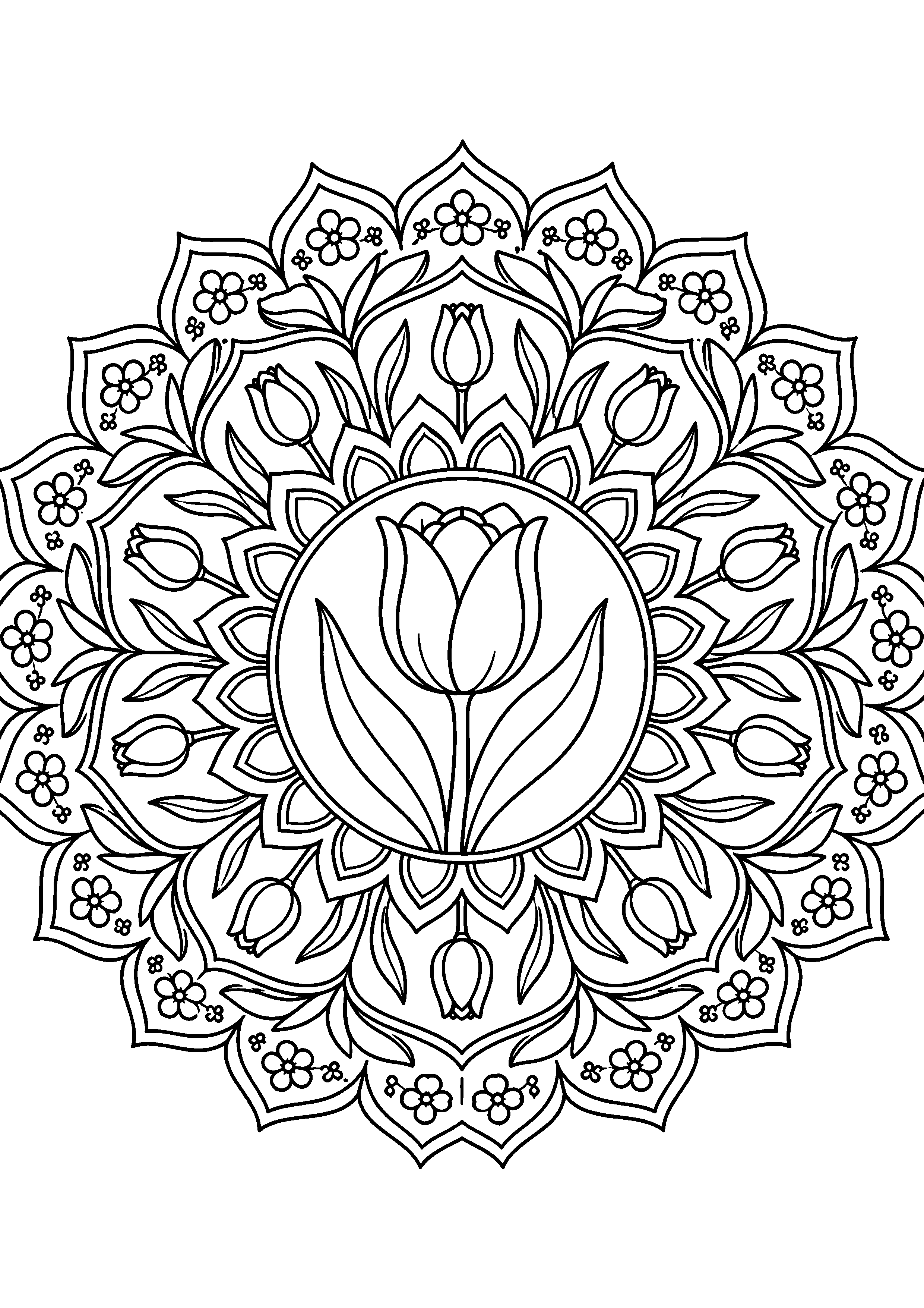 Coloriage mandala floral à imprimer – dessin n°8