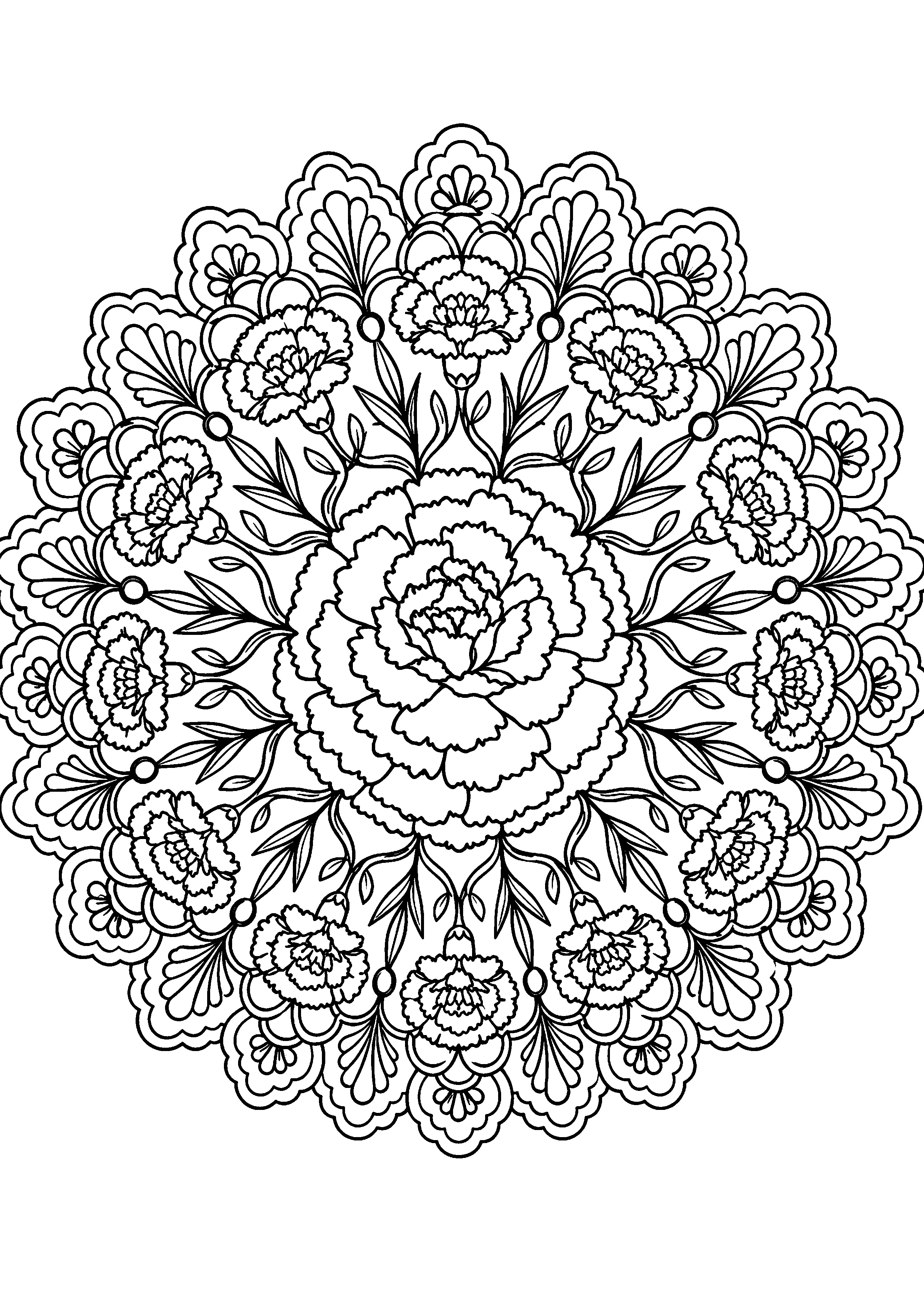 Coloriage mandala floral à imprimer – dessin n°11