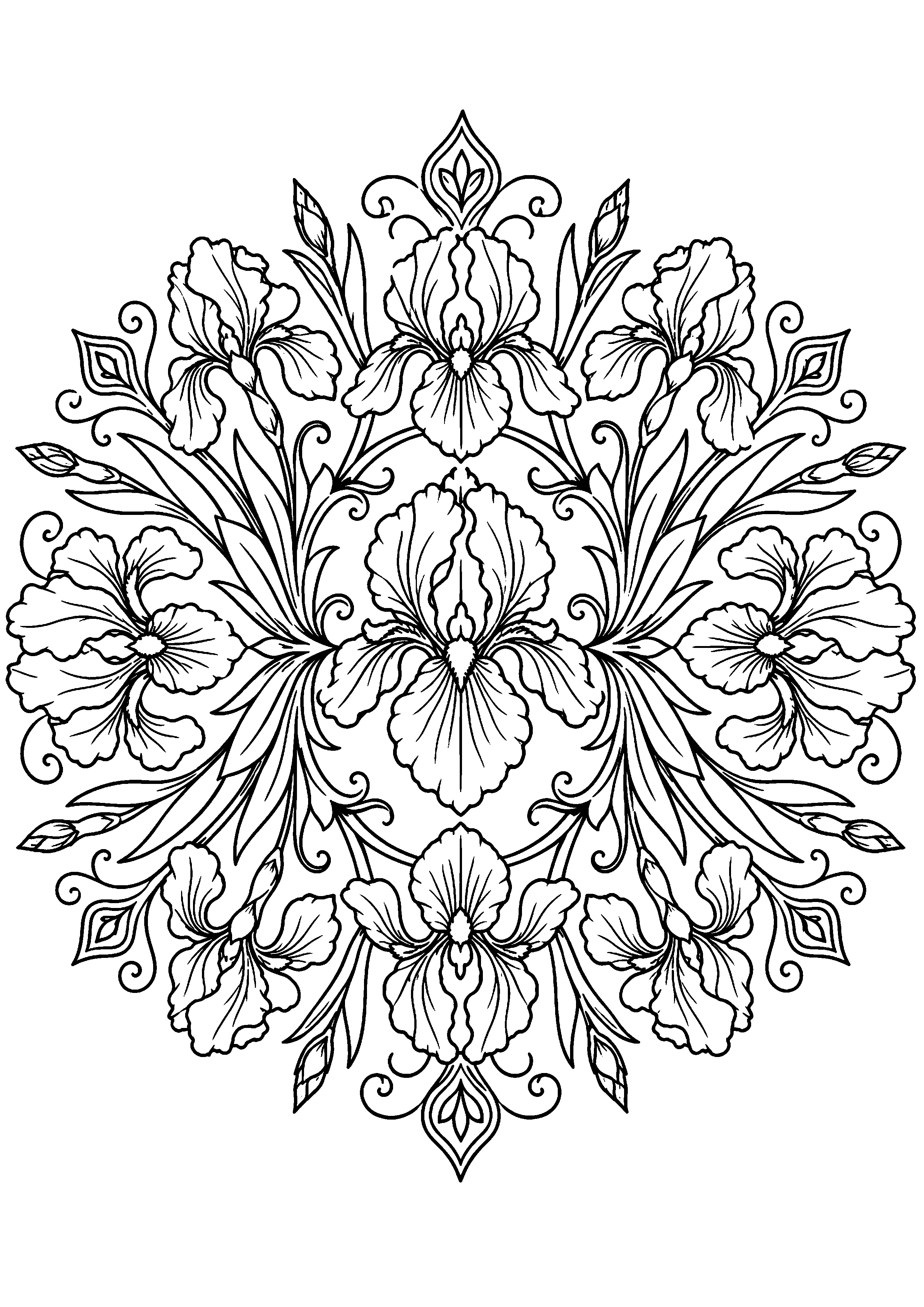 Coloriage mandala floral à imprimer – dessin n°12