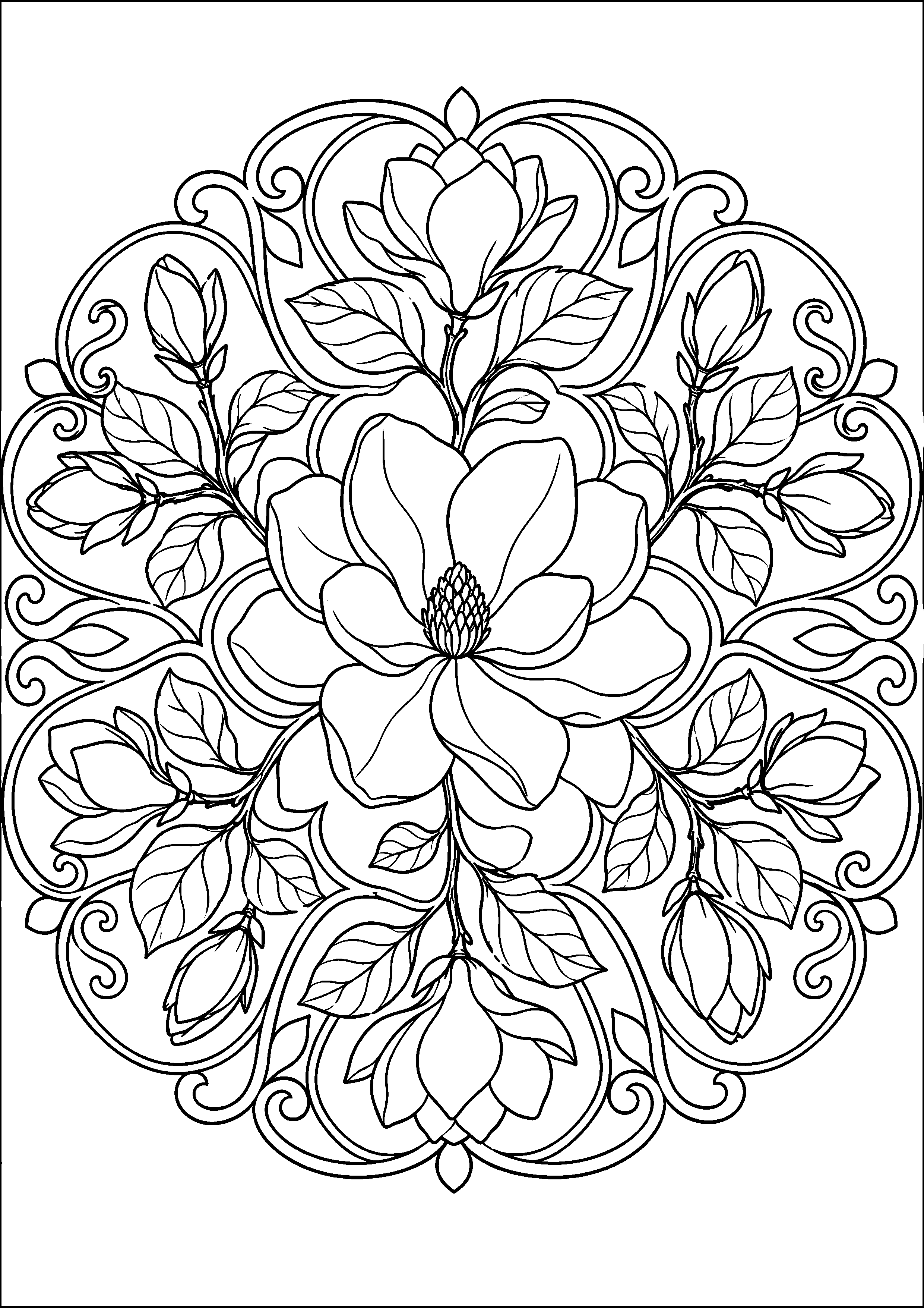 Coloriage mandala floral à imprimer – dessin n°16