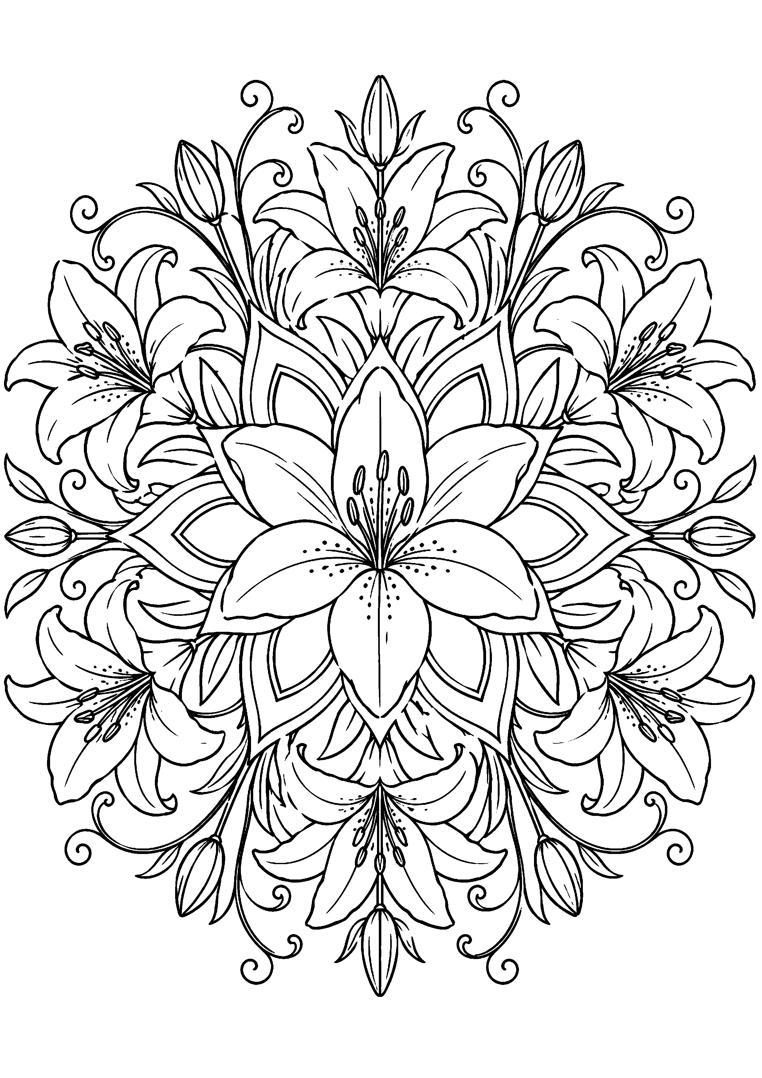 Coloriage mandala floral à imprimer – dessin n°18