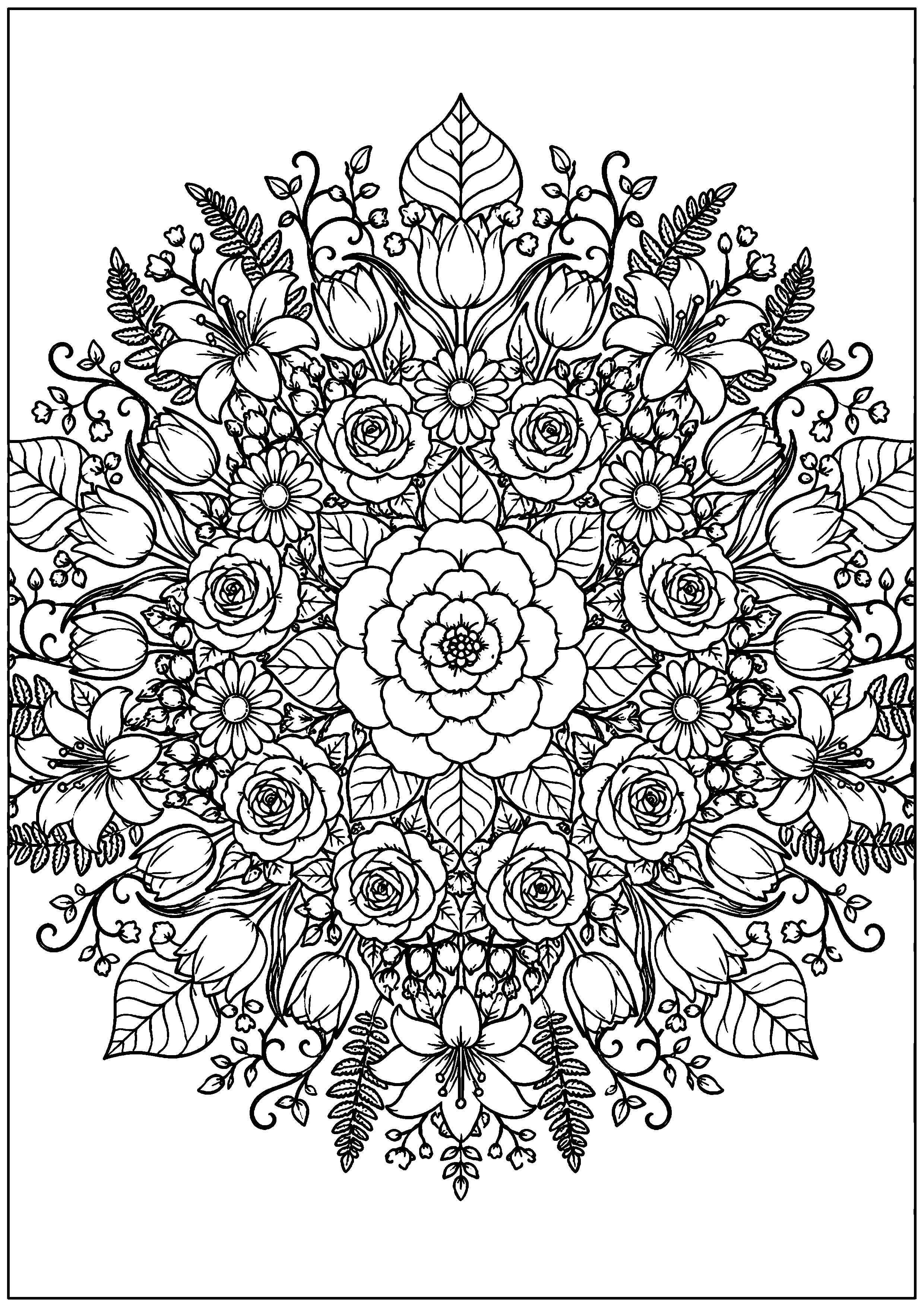 Coloriage mandala floral à imprimer – dessin n°20