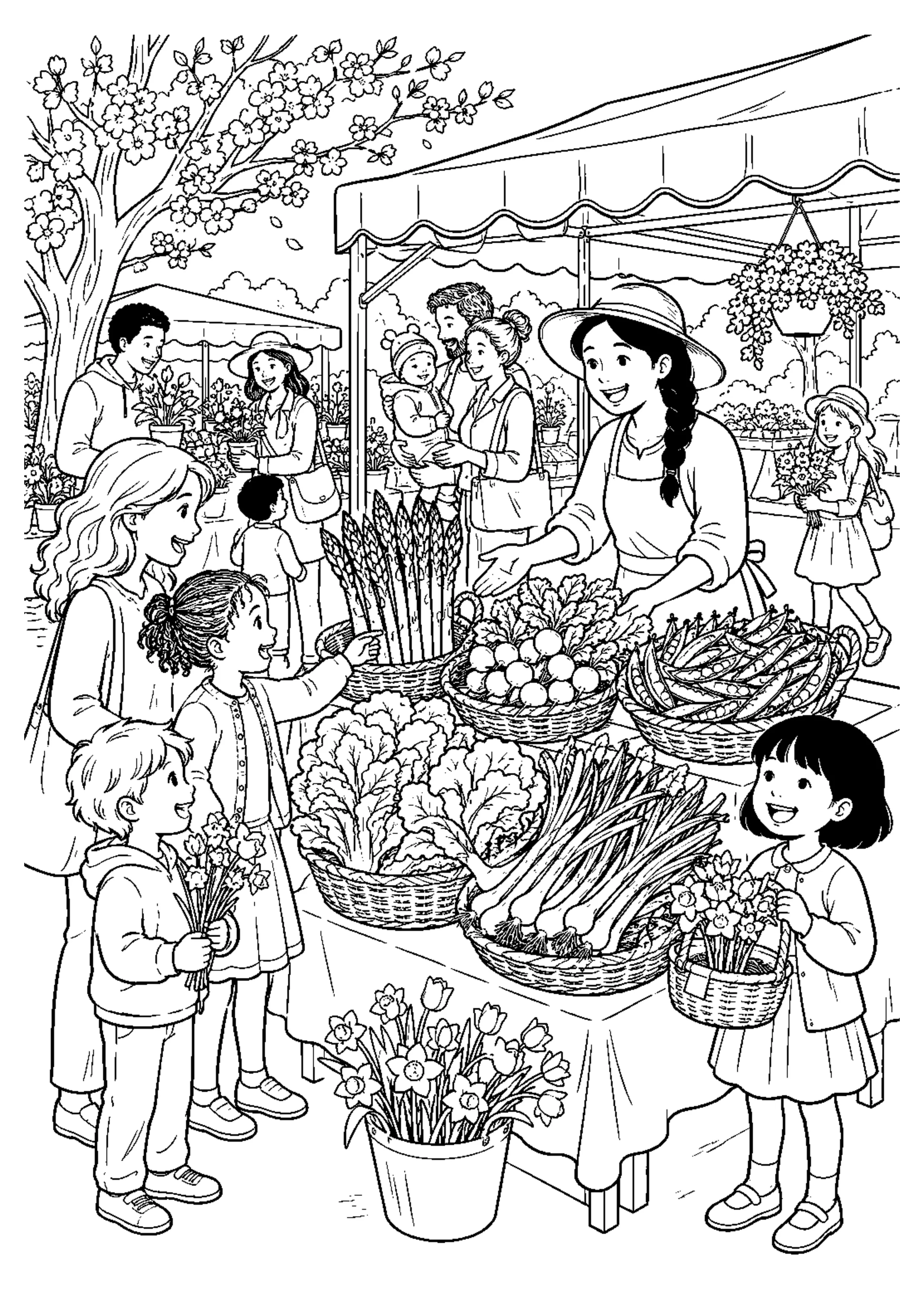 Coloriage Marché de printemps à imprimer – dessin n°2