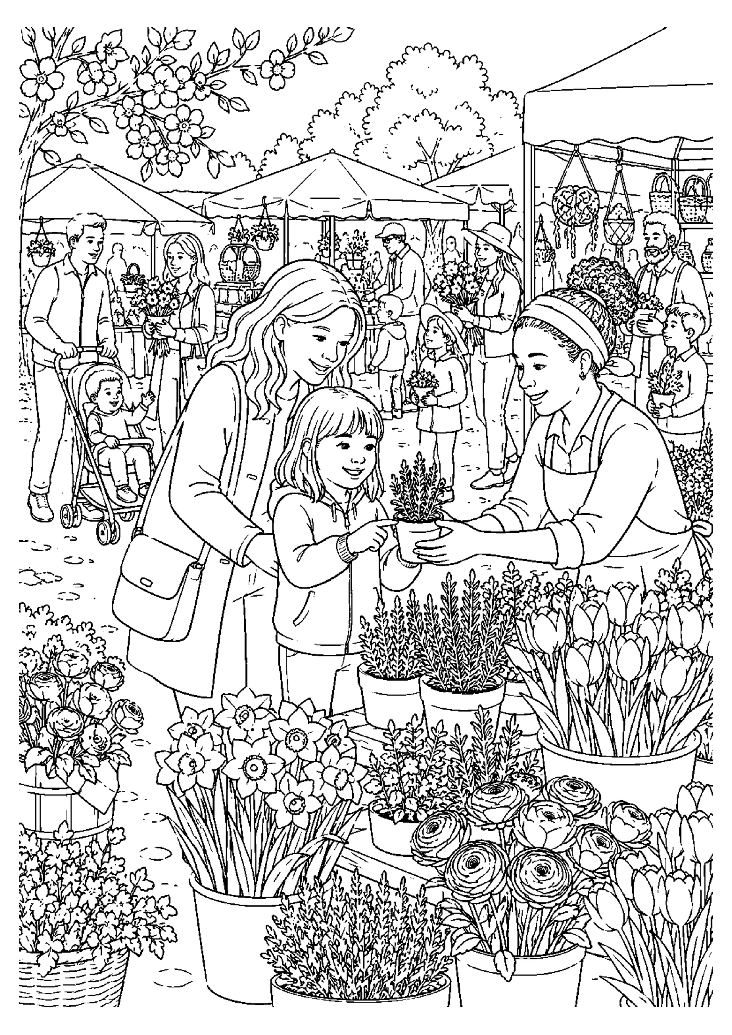 Coloriage Marché de printemps à imprimer – dessin n°3