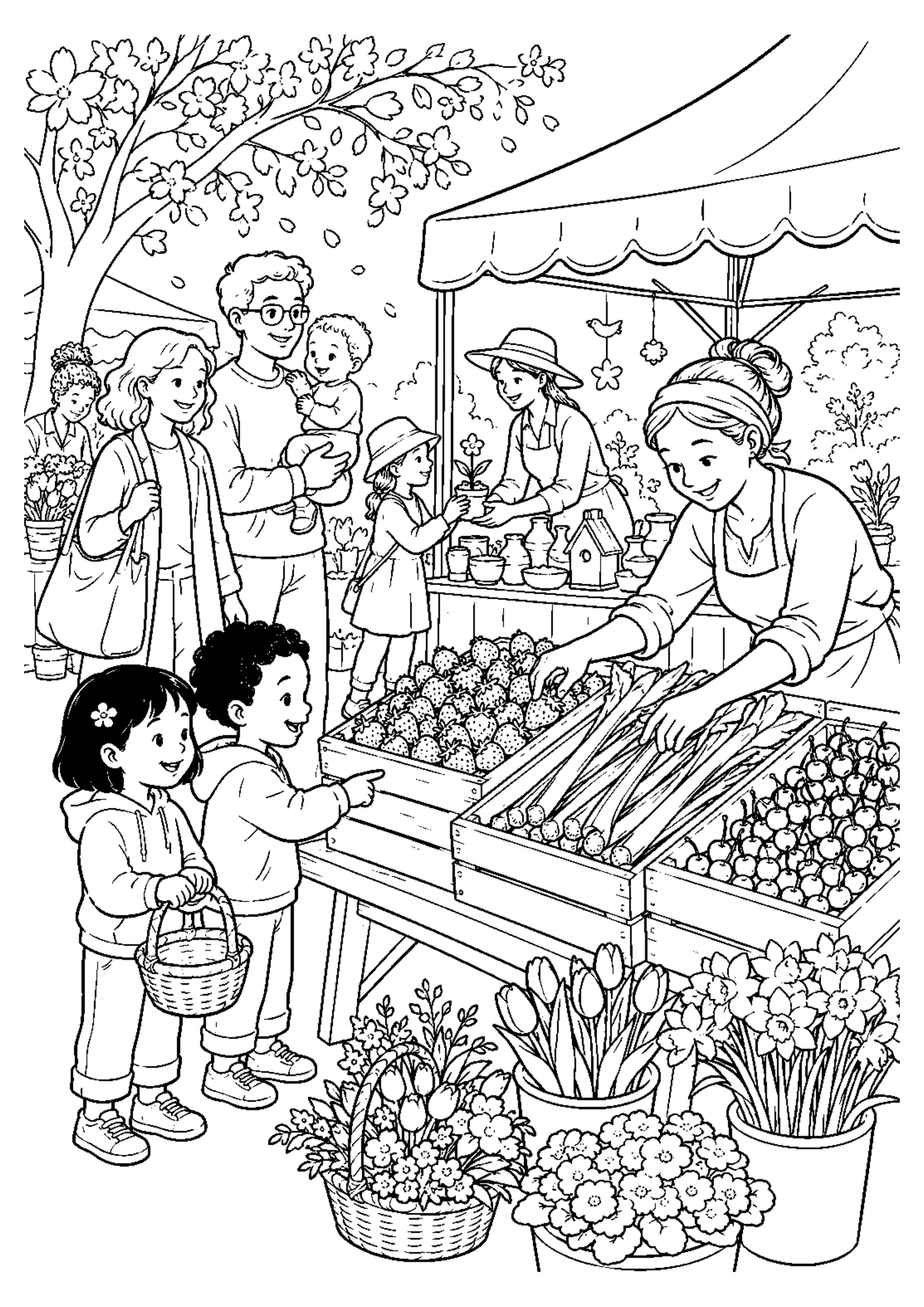 Coloriage Marché de printemps à imprimer – dessin n°4