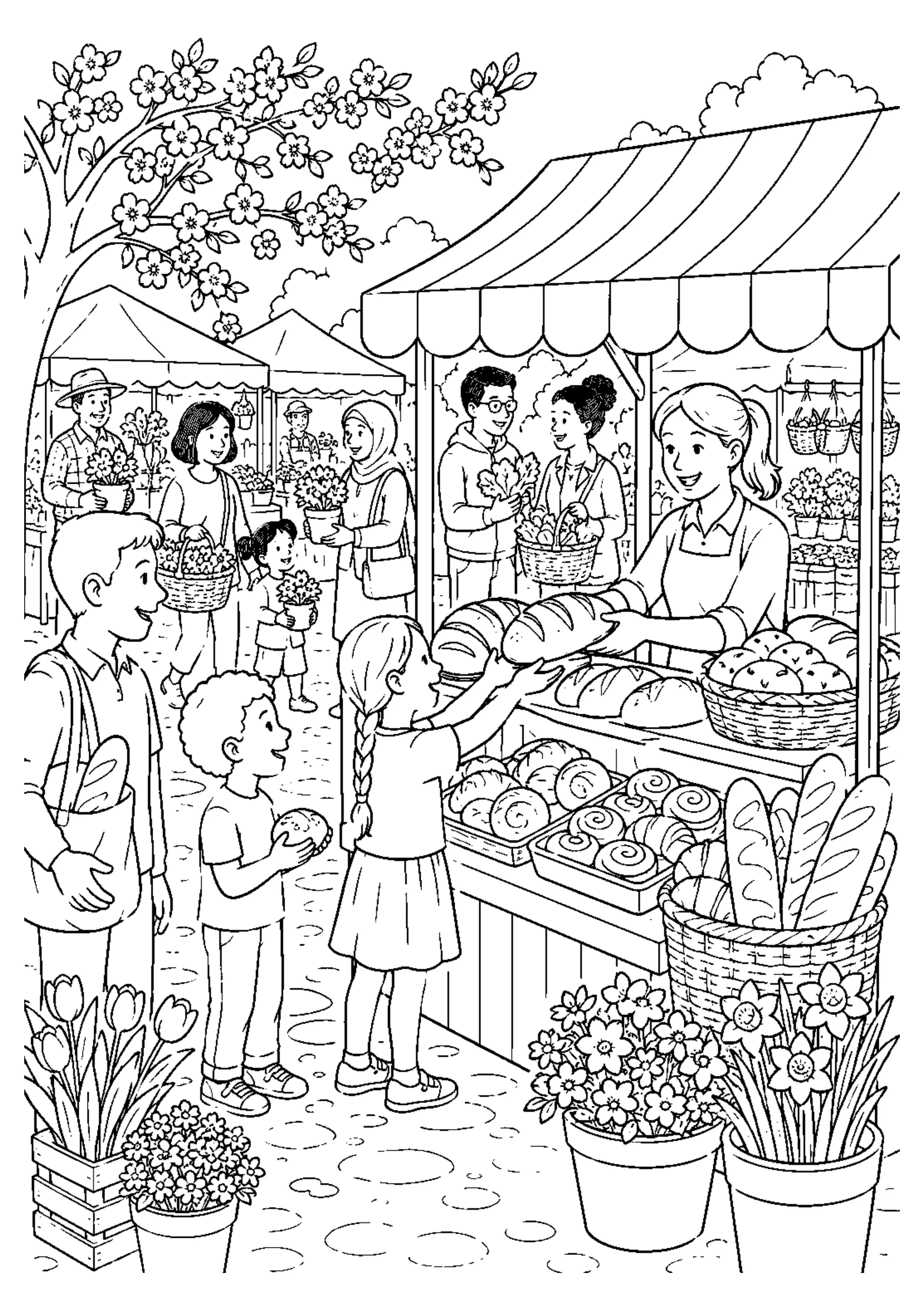 Coloriage Marché de printemps à imprimer – dessin n°5