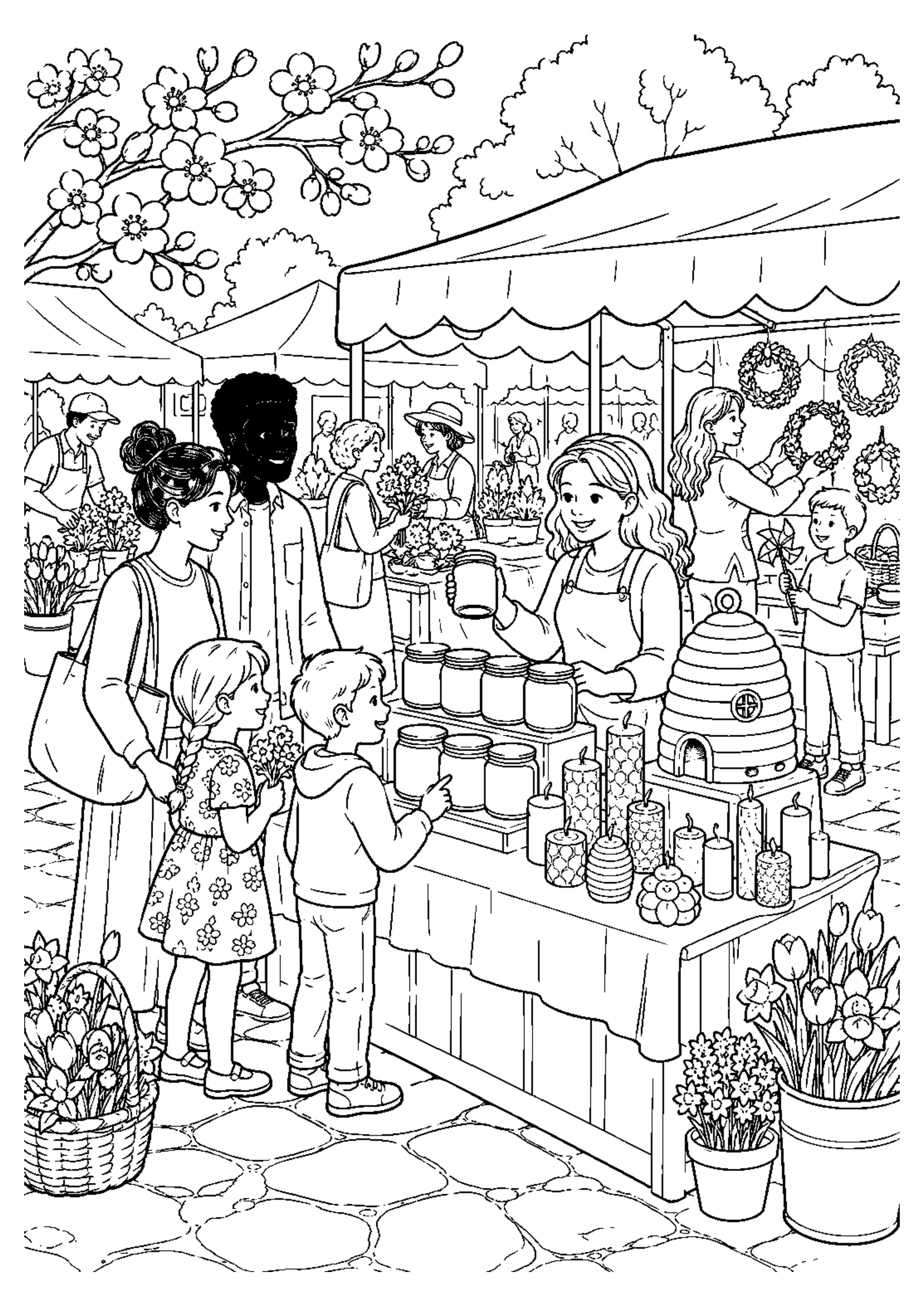 Coloriage Marché de printemps à imprimer – dessin n°7