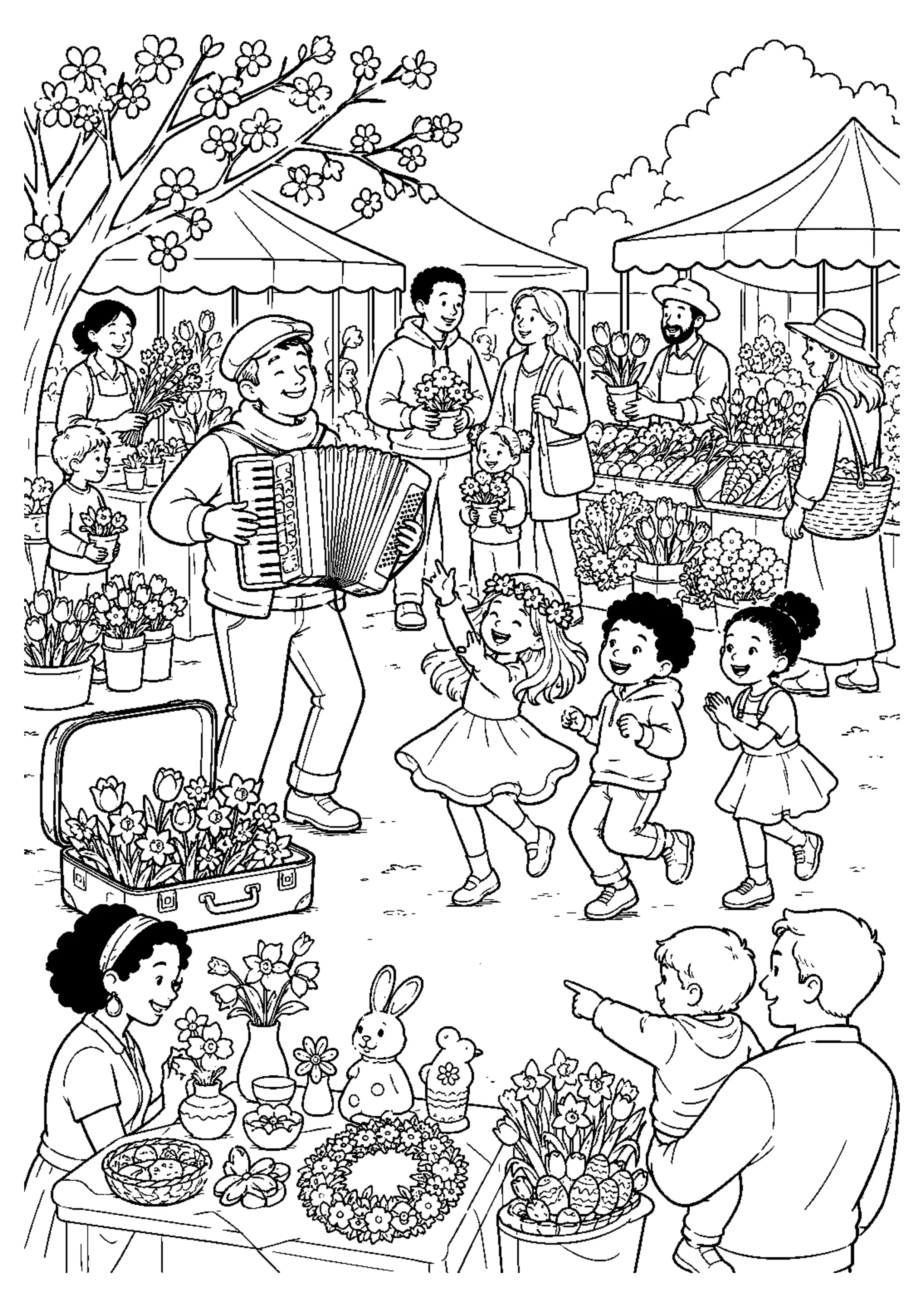 Coloriage Marché de printemps à imprimer – dessin n°10