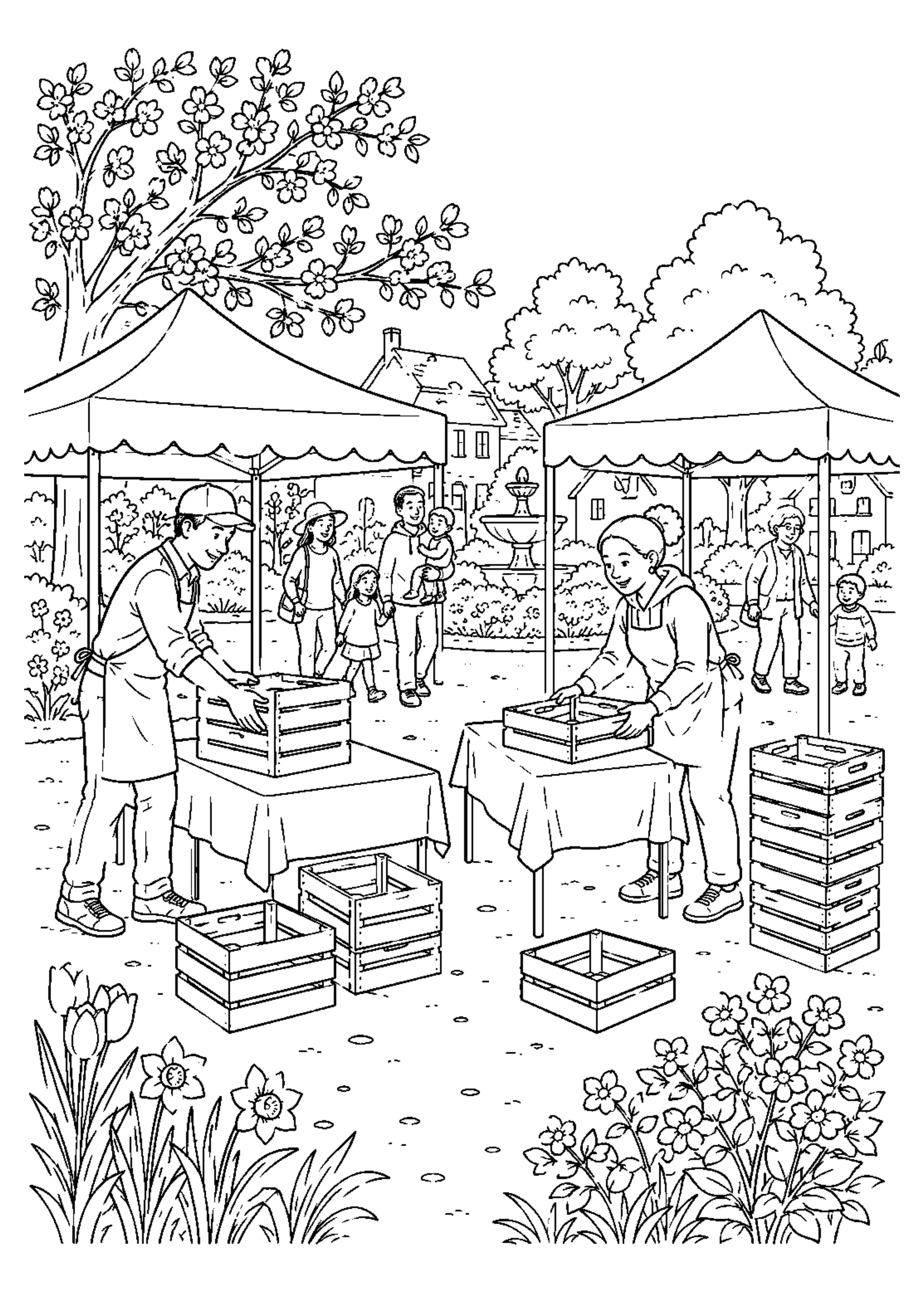 Coloriage Marché de printemps à imprimer – dessin n°12