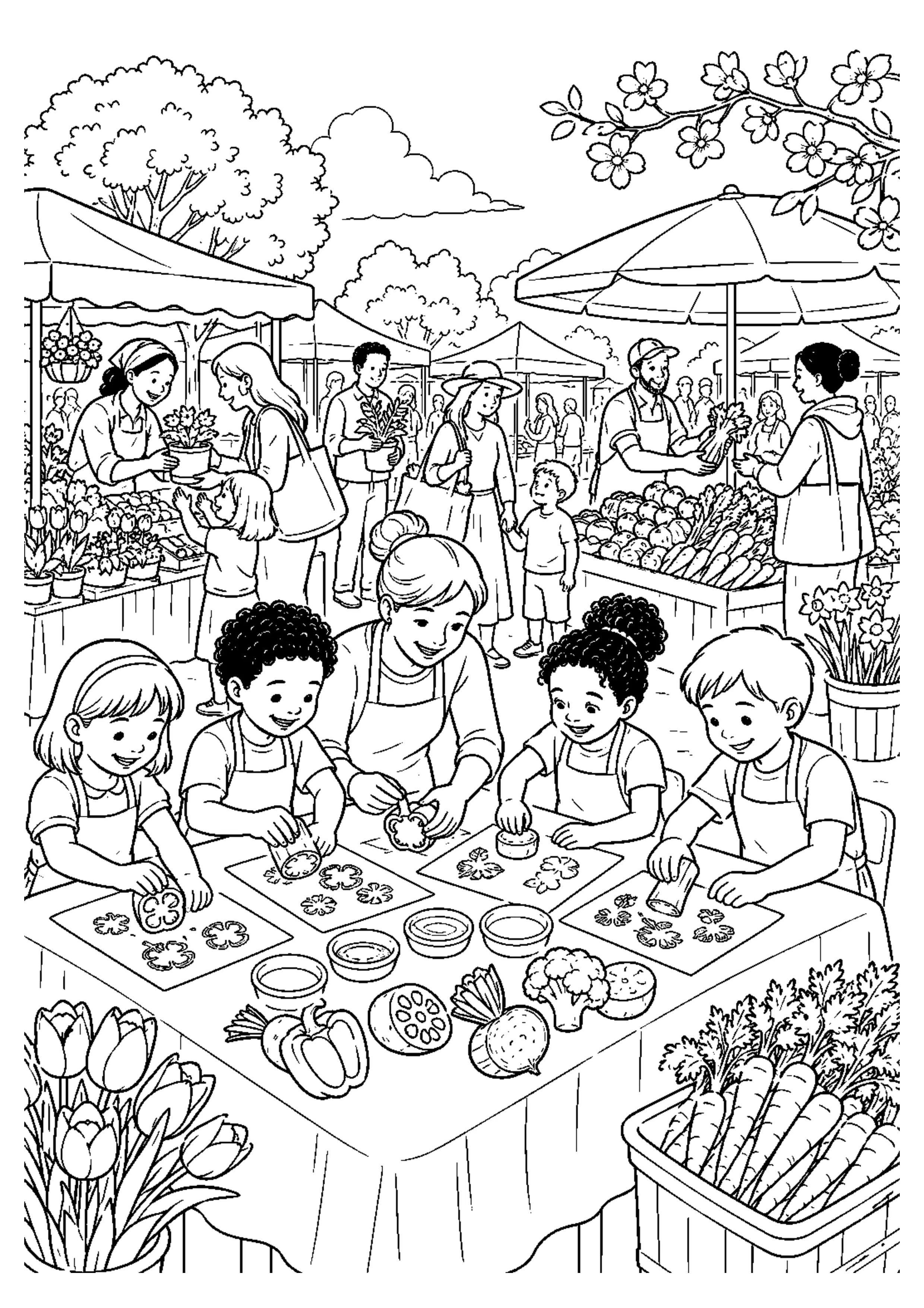 Coloriage Marché de printemps à imprimer – dessin n°15