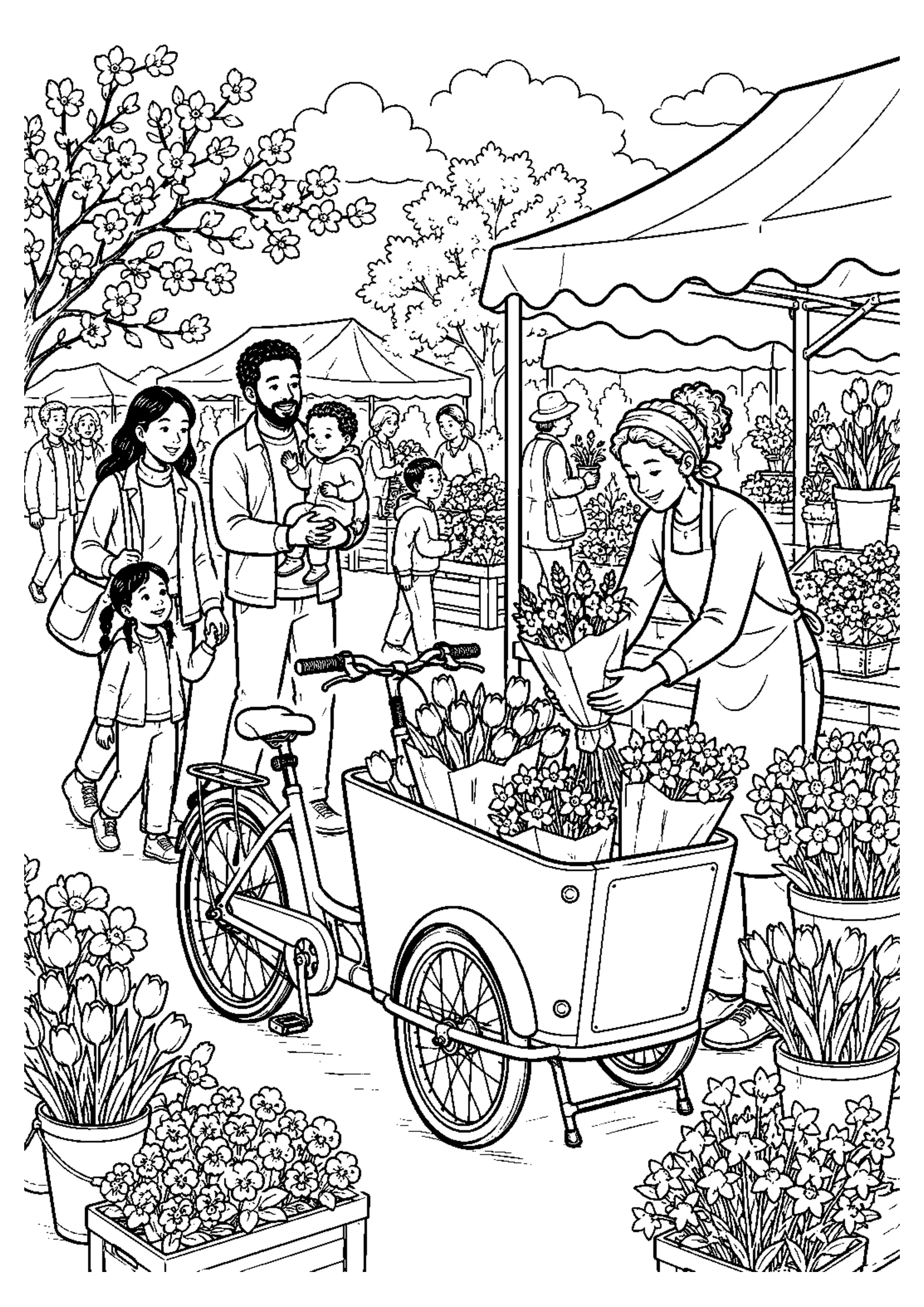 Coloriage Marché de printemps à imprimer – dessin n°16