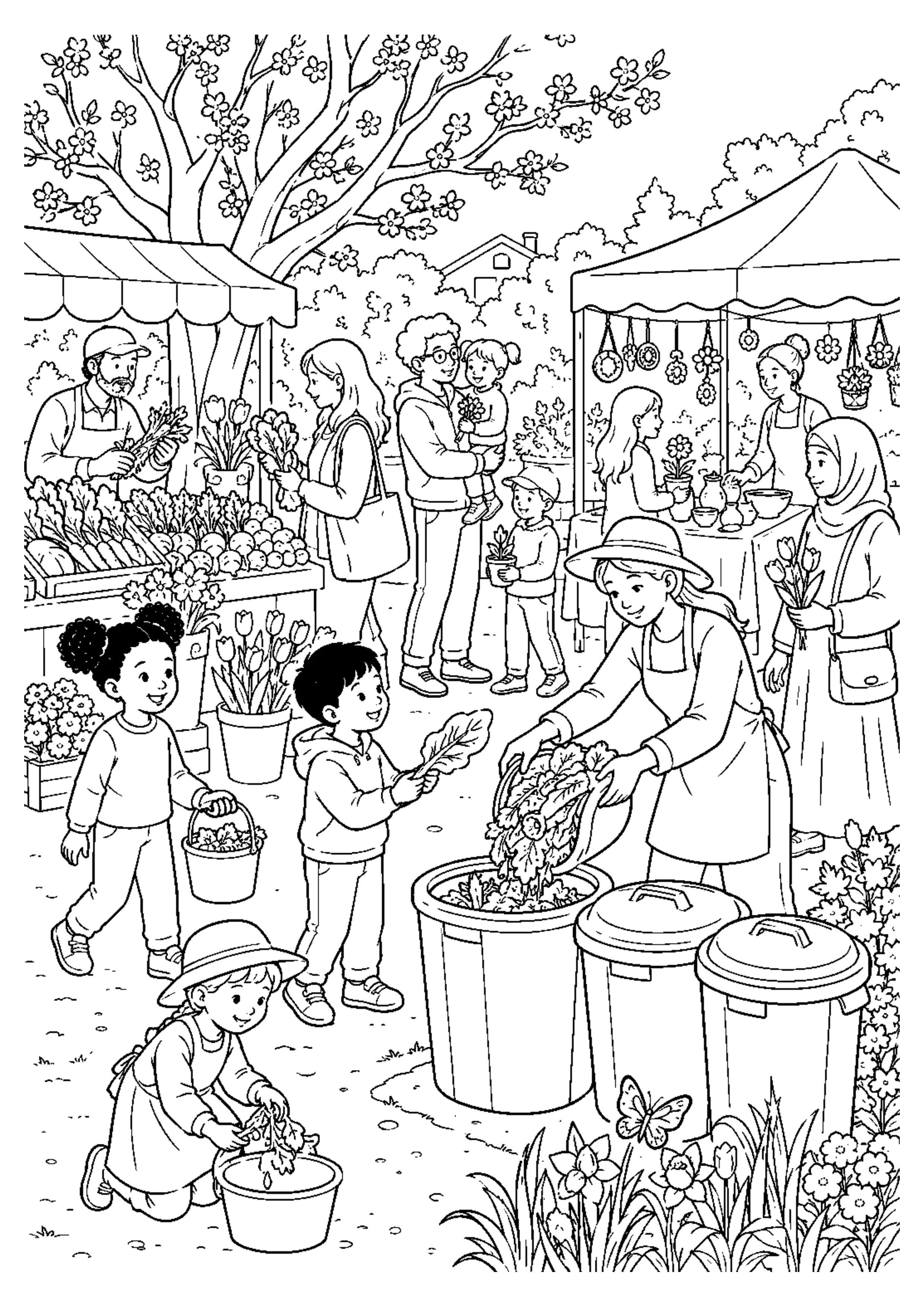 Coloriage Marché de printemps à imprimer – dessin n°17