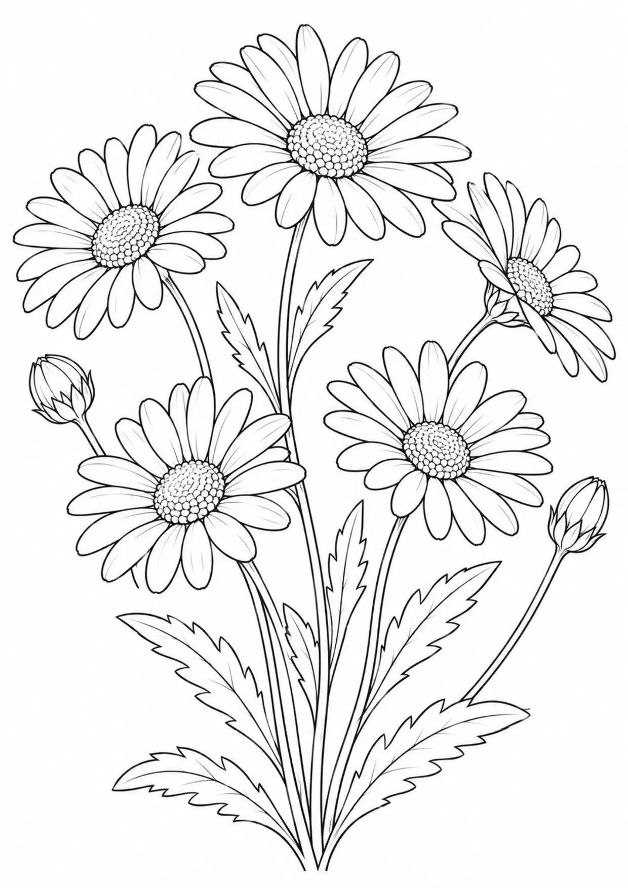 Coloriage marguerite : prairie, modèle 04