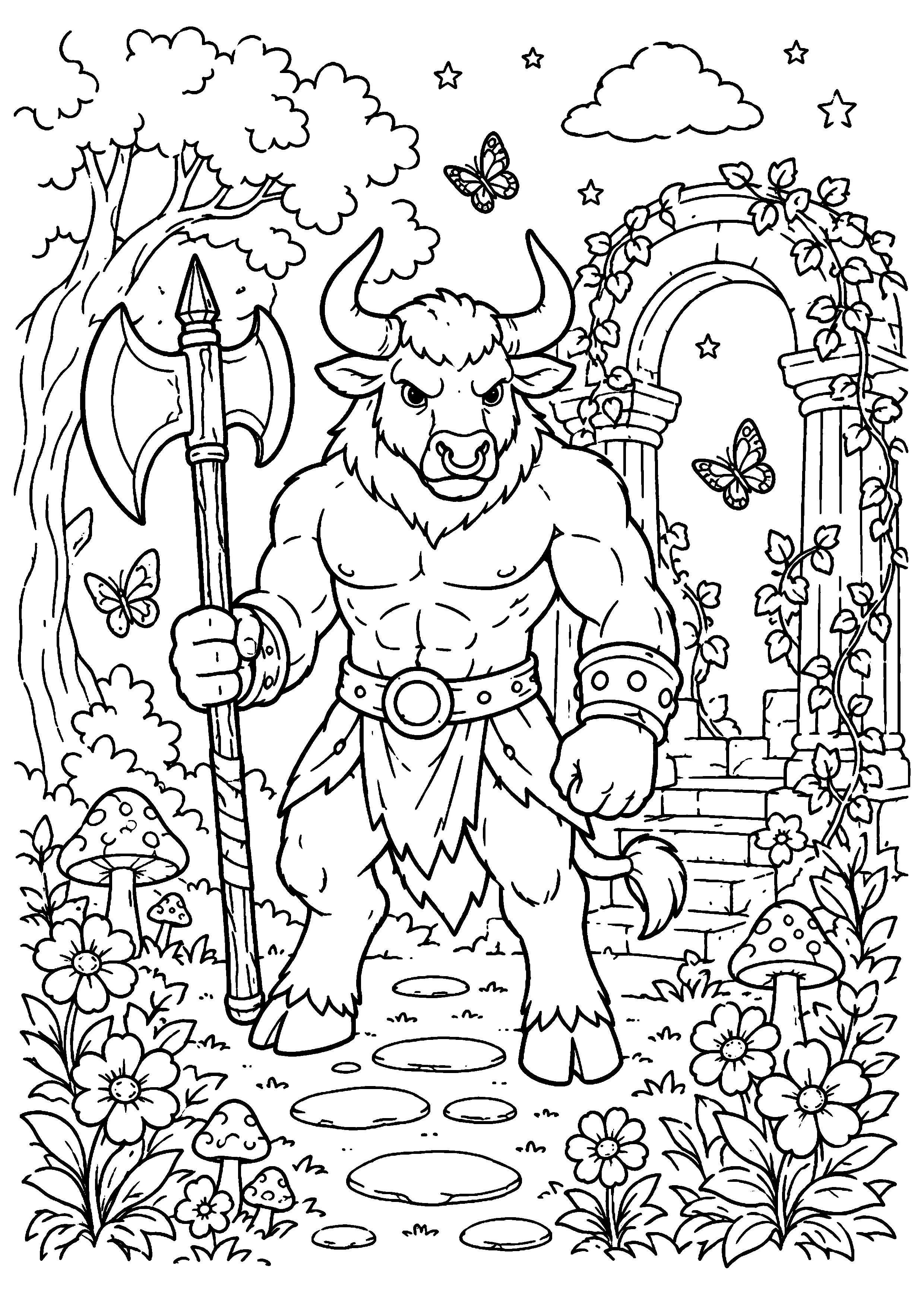 Coloriage Minotaure à imprimer – dessin n°8