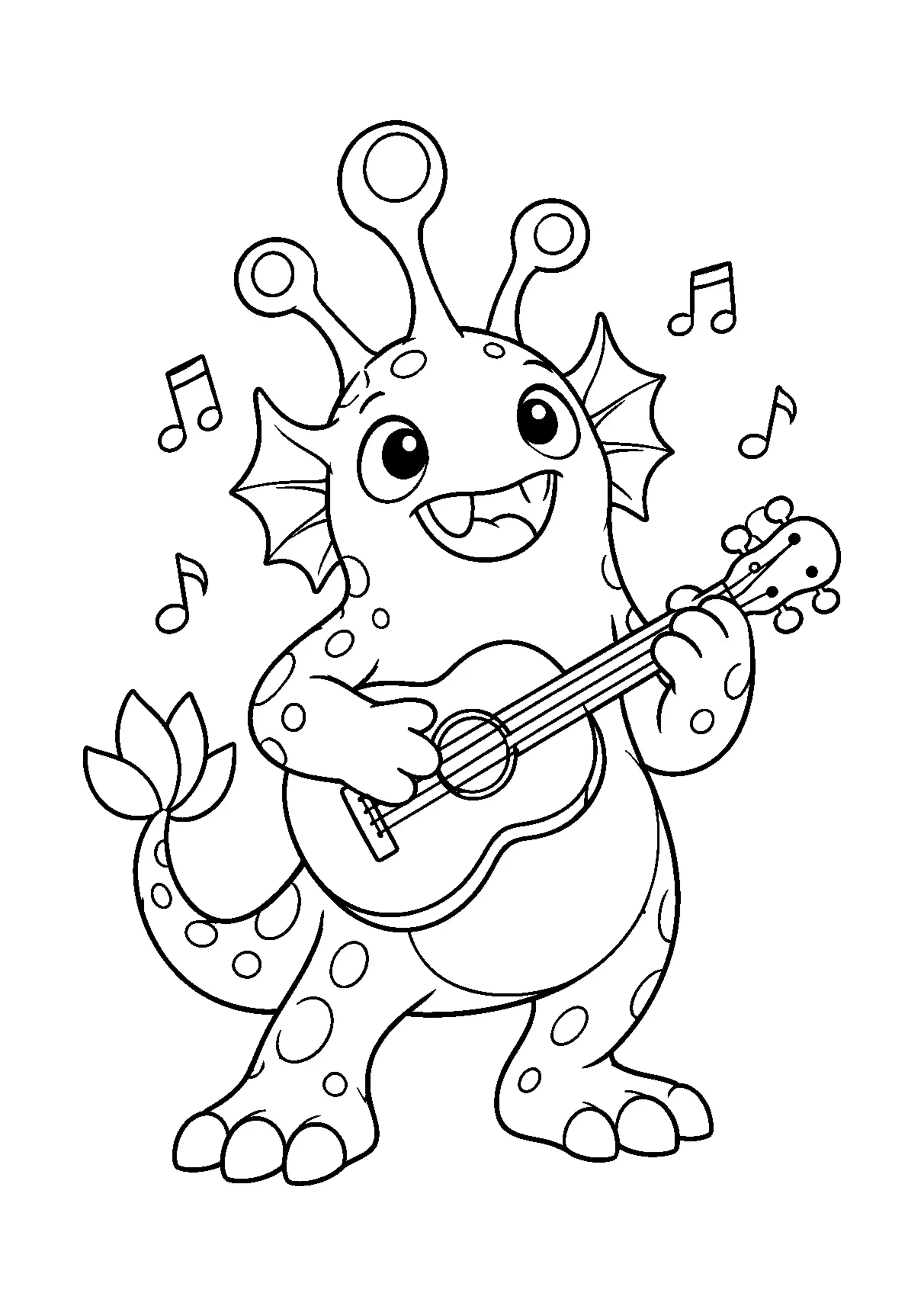Coloriage monstre musicien original à imprimer