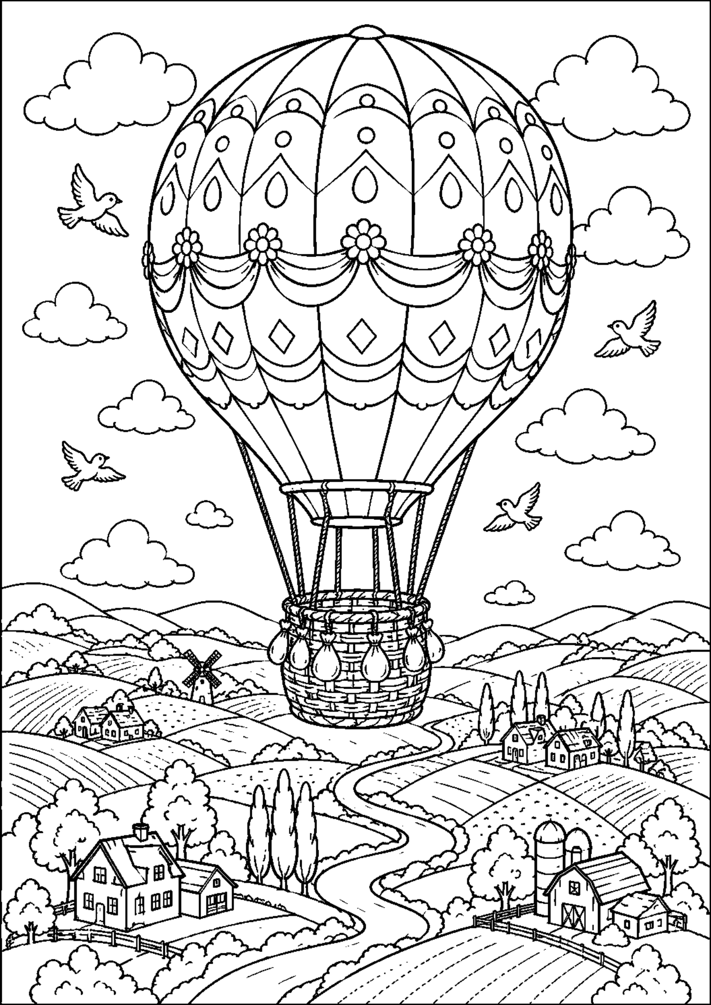 Coloriage montgolfière à imprimer – dessin n°1