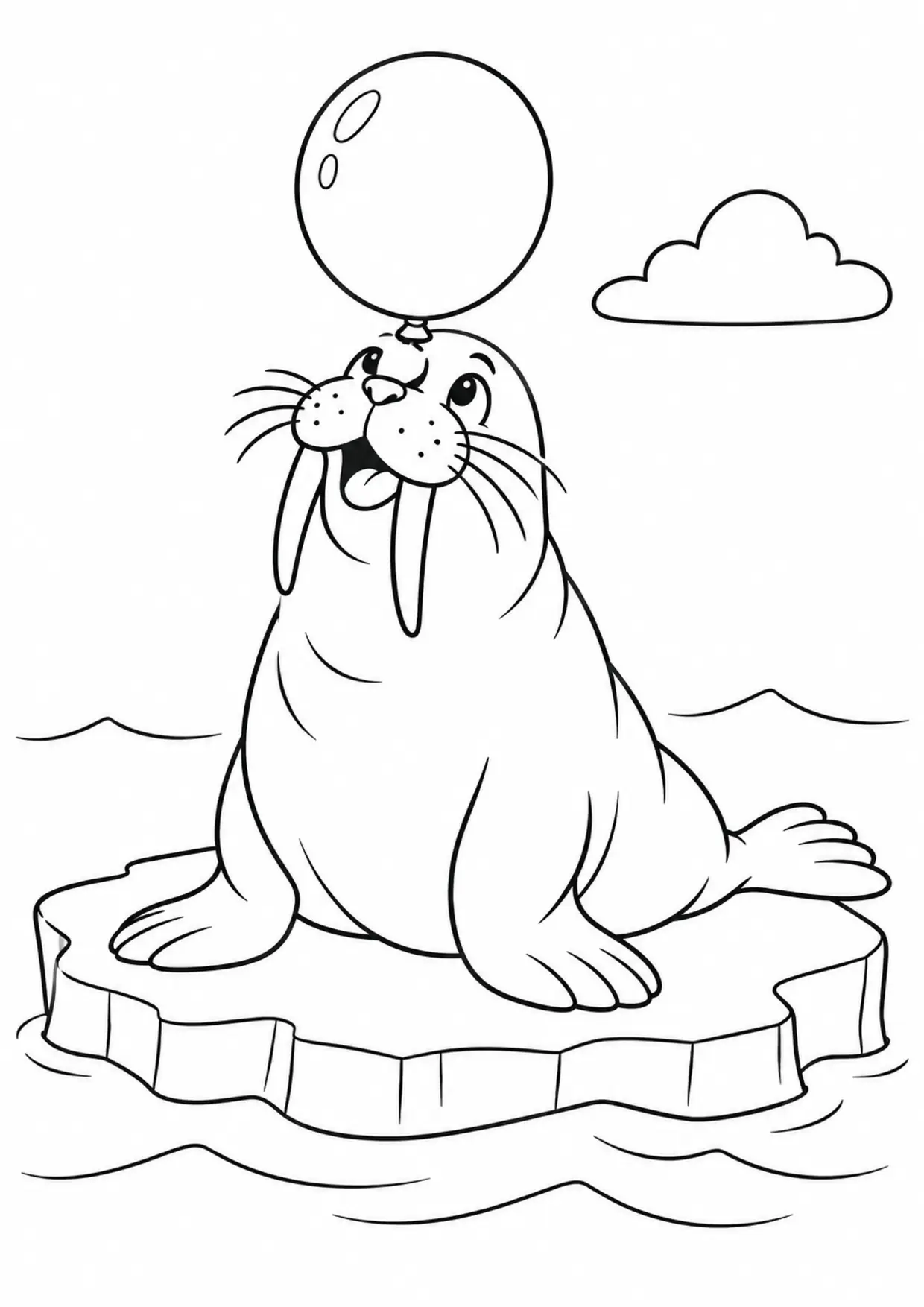 Coloriage morse : ballon glace à imprimer montrant ballon glace, dessin noir et blanc