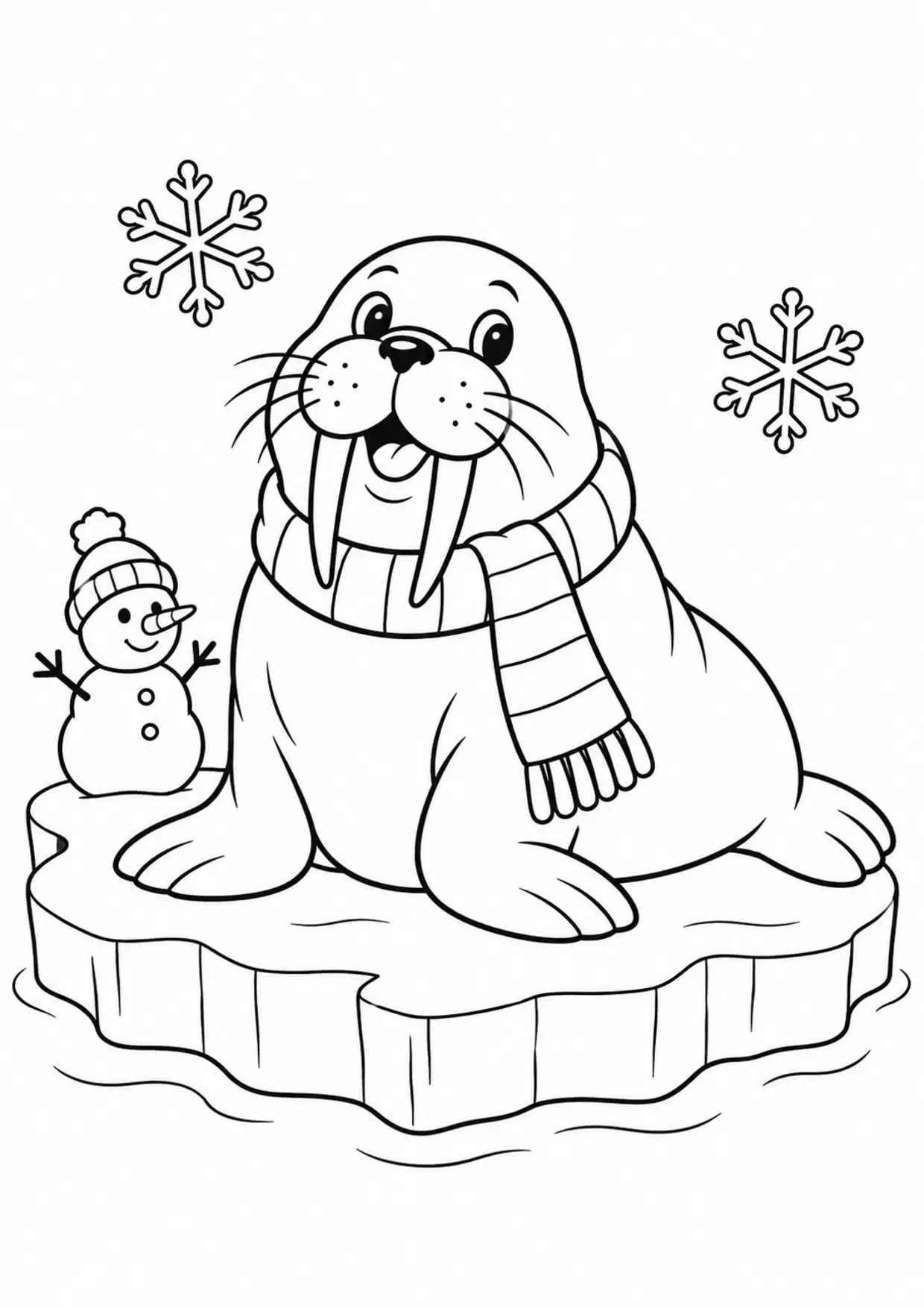 Coloriage morse : echarpe banquise à imprimer montrant echarpe banquise, dessin noir et blanc