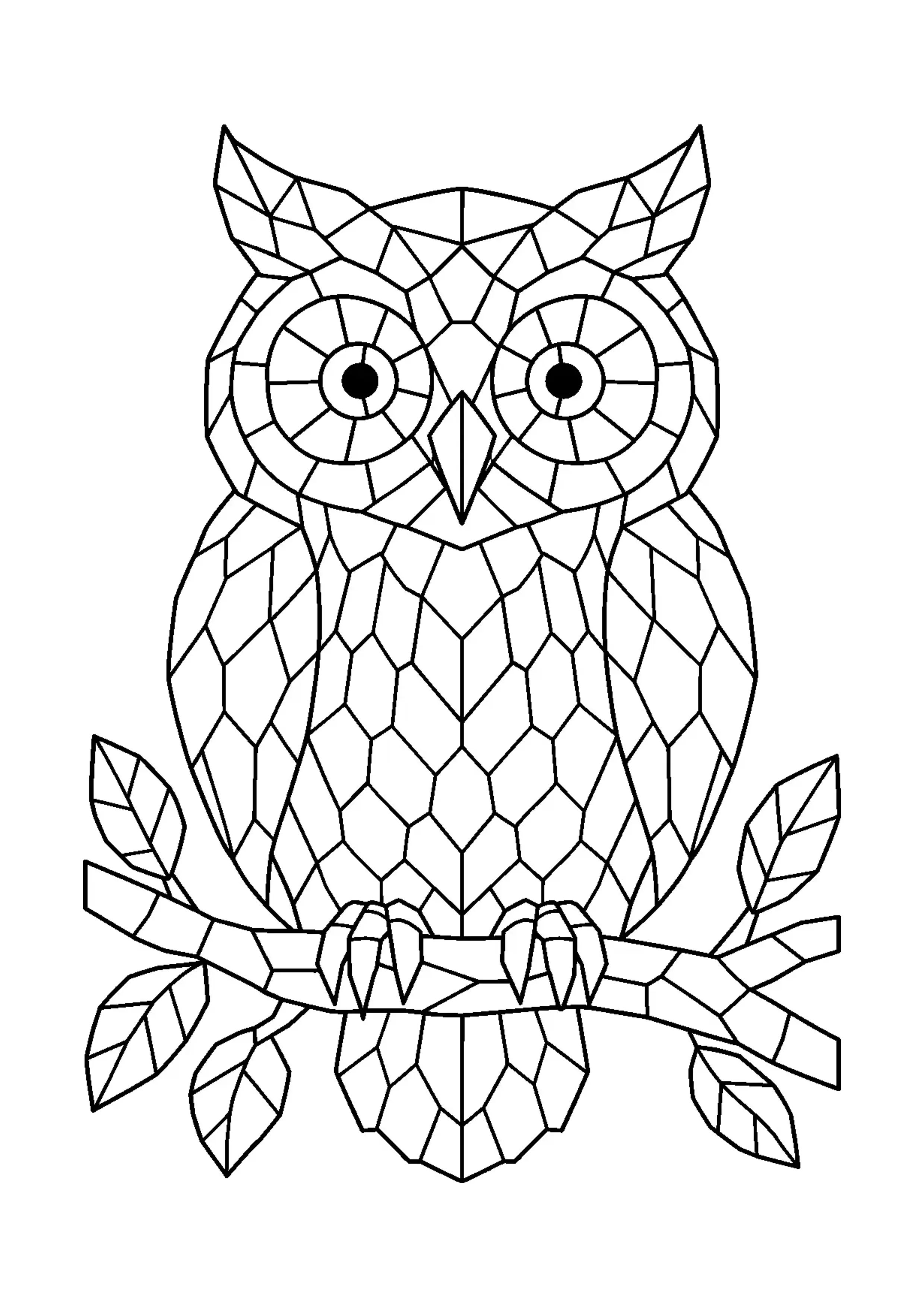 Coloriage mosaïque de hibou à imprimer
