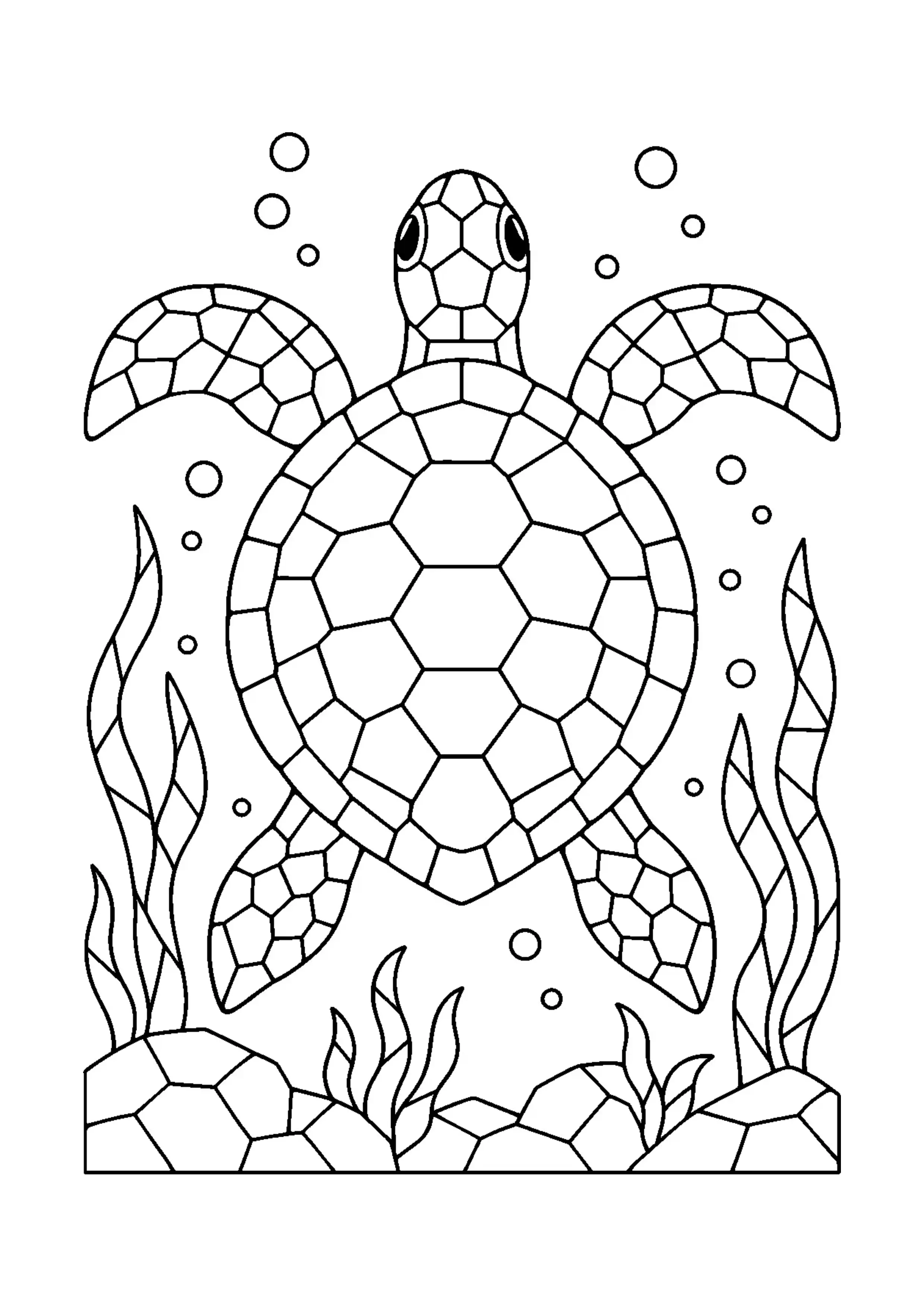Coloriage mosaïque de tortue à imprimer