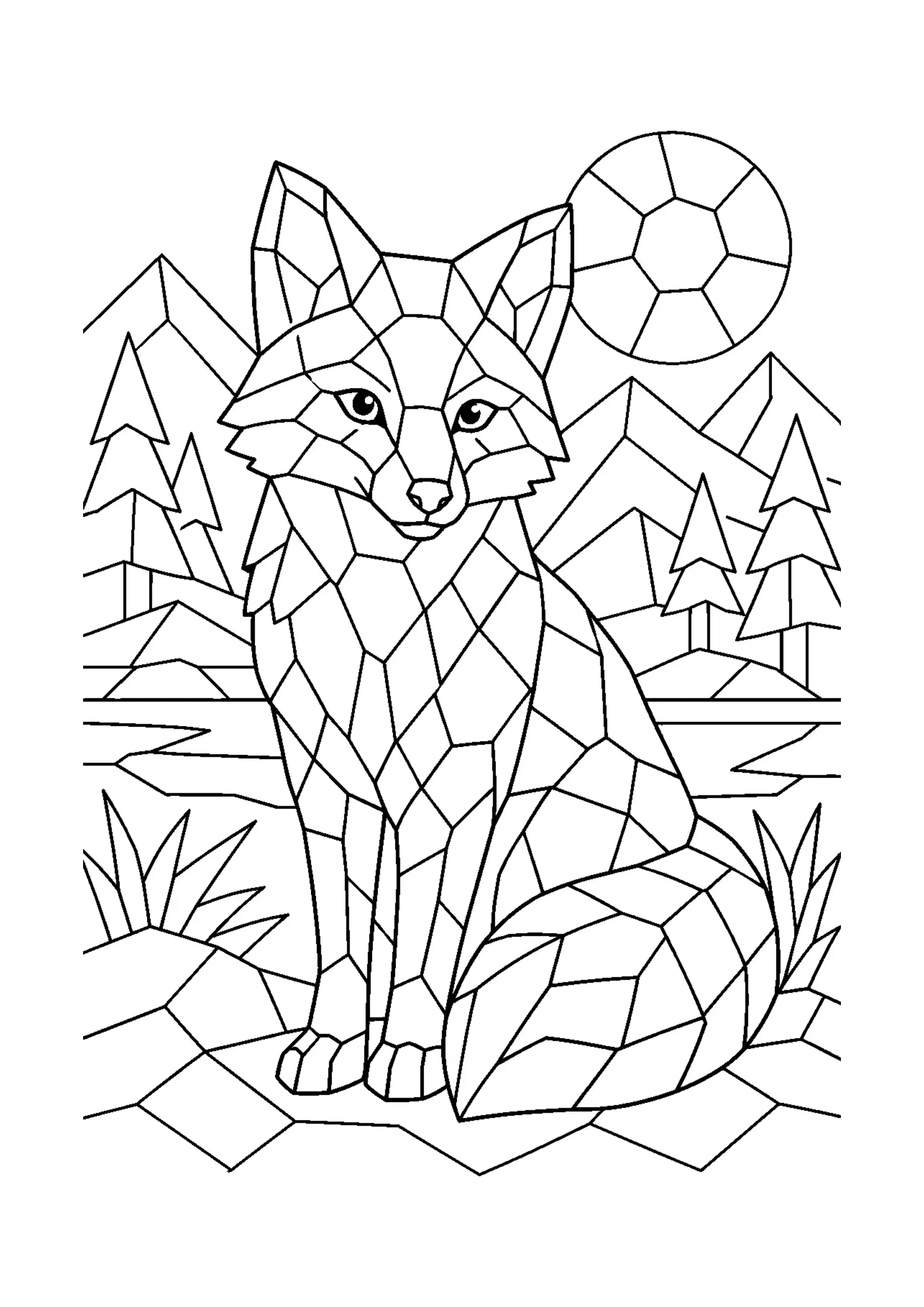 Coloriage mosaïque de renard à imprimer