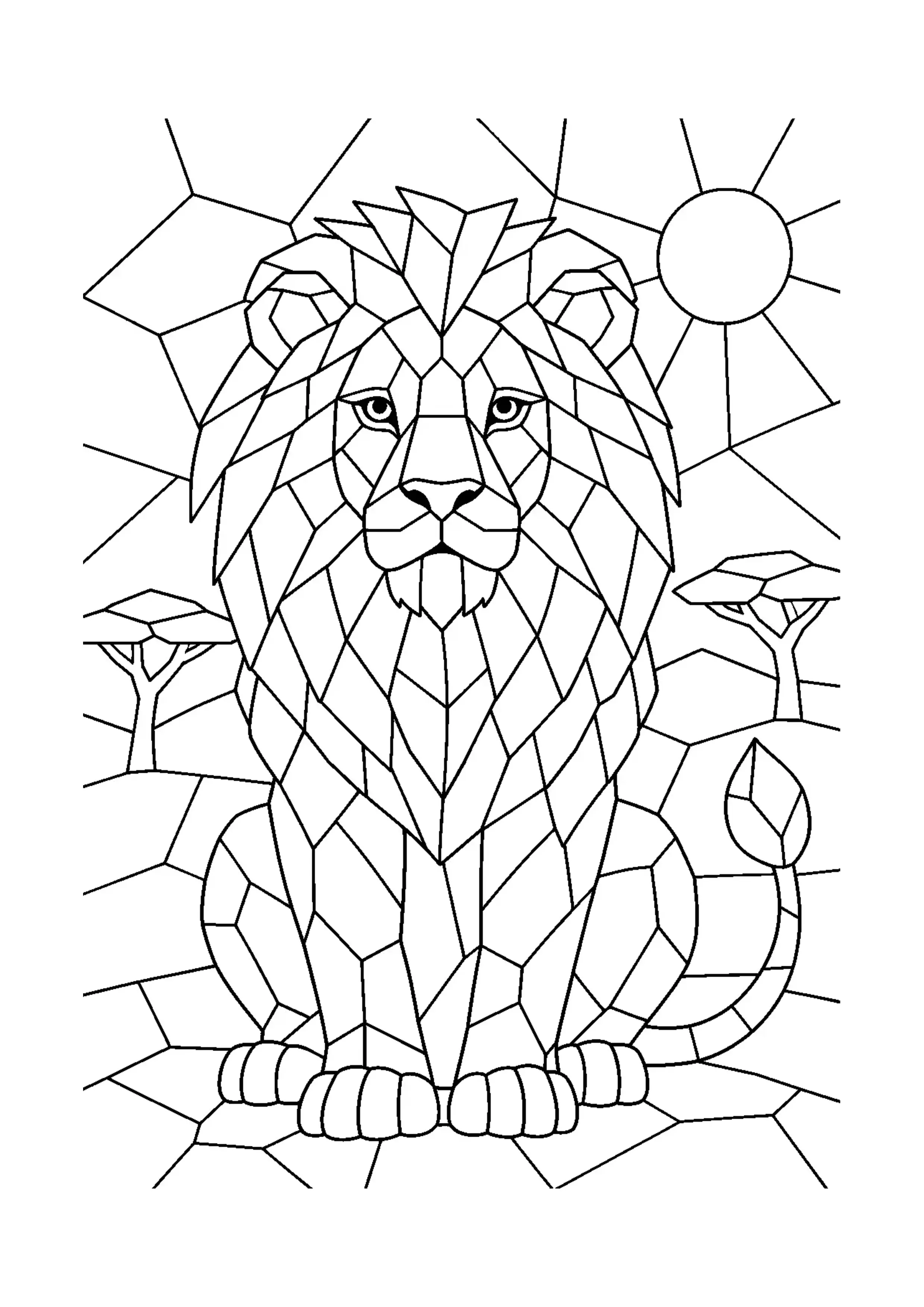 Coloriage mosaïque de lion à imprimer