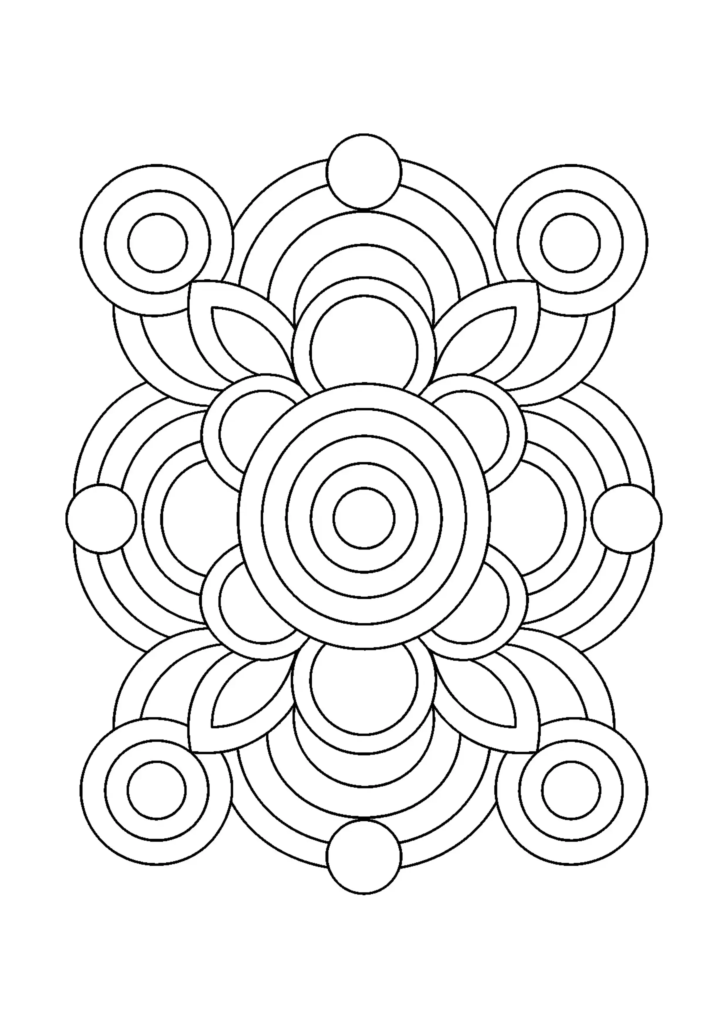 Coloriage cercles et arcs imbriqués à imprimer