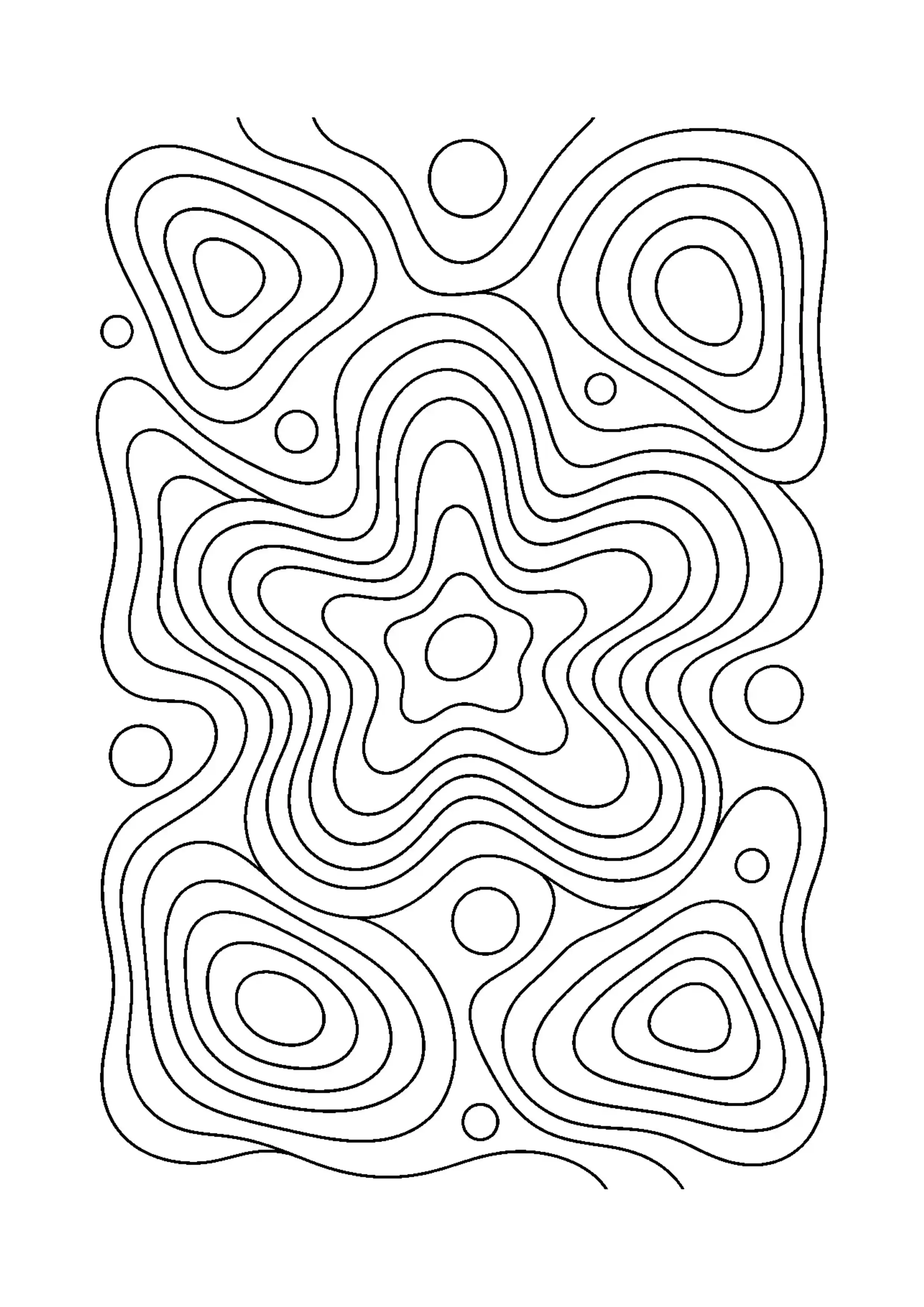 Coloriage lignes topographiques imaginaires à imprimer