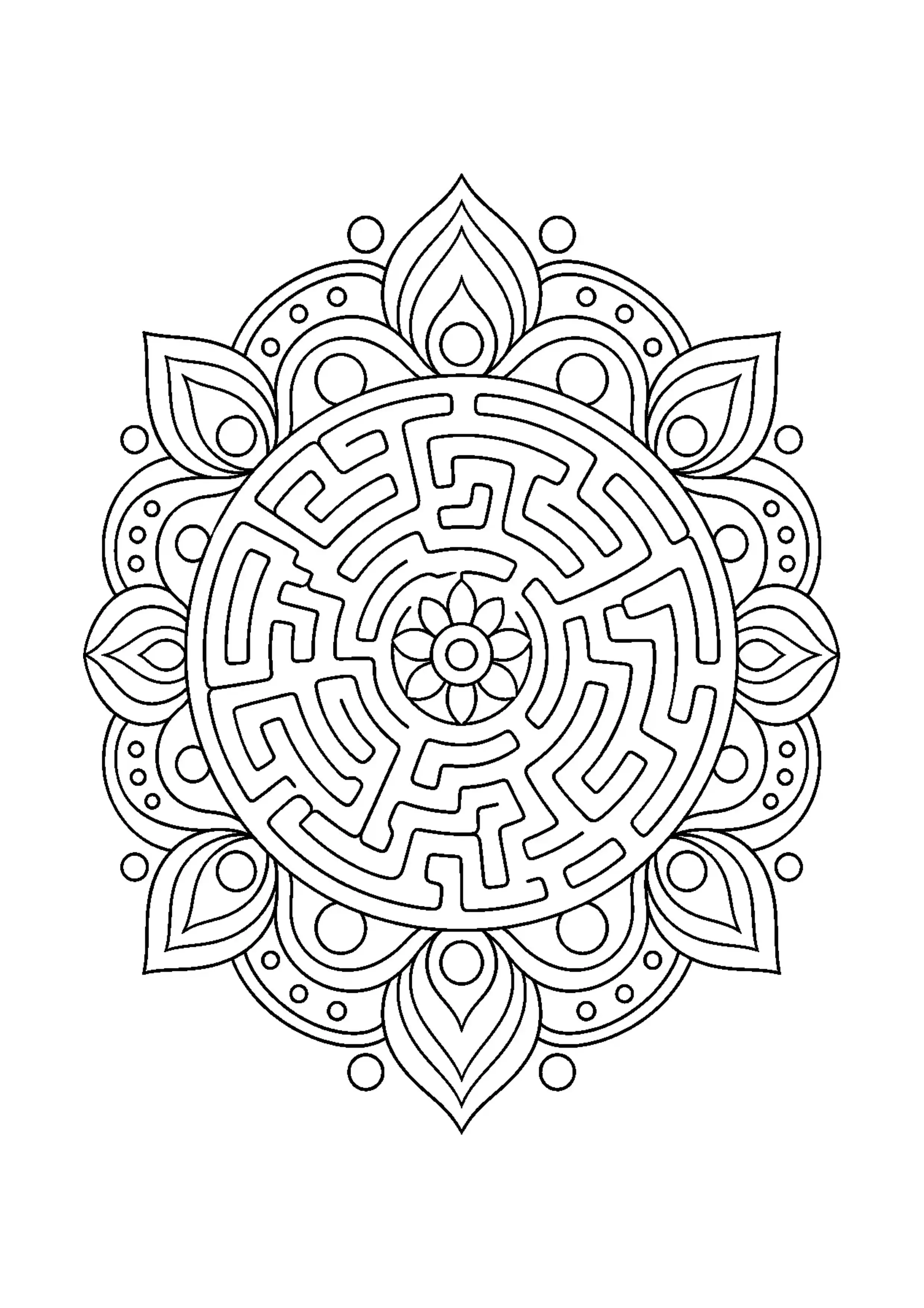 Coloriage labyrinthe décoratif non fonctionnel à imprimer