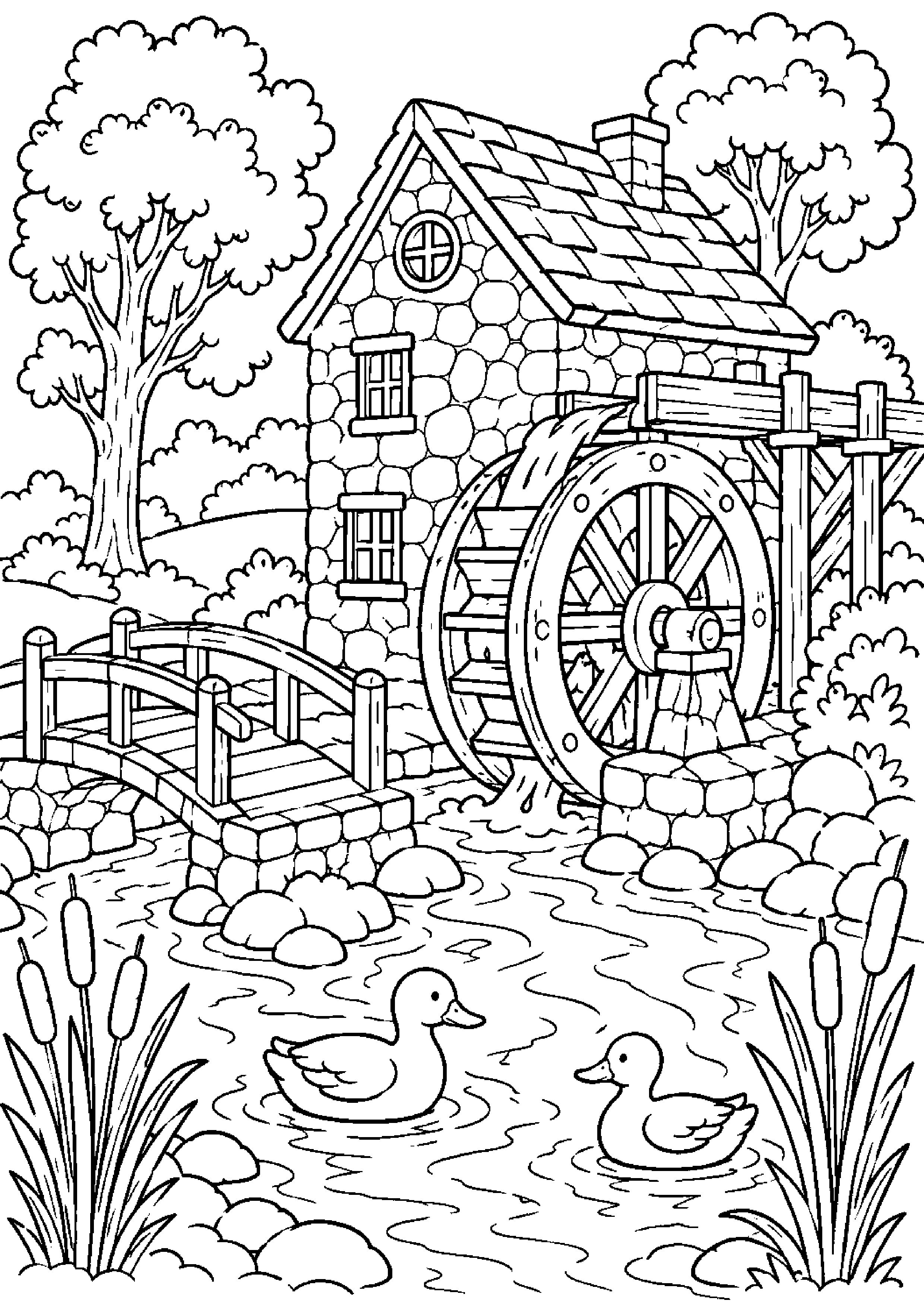 Coloriage moulin à imprimer – dessin n°2