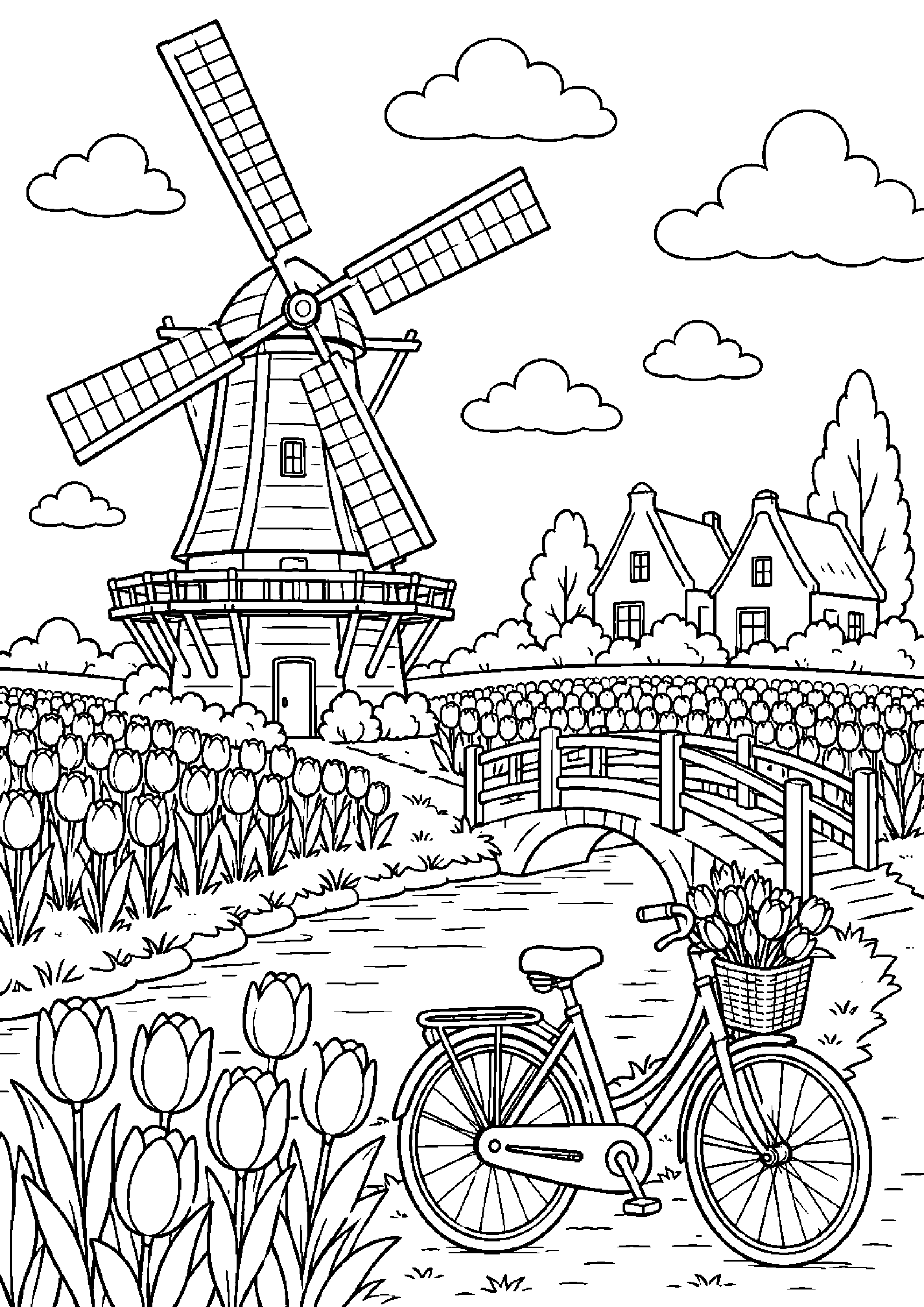 Coloriage moulin à imprimer – dessin n°3