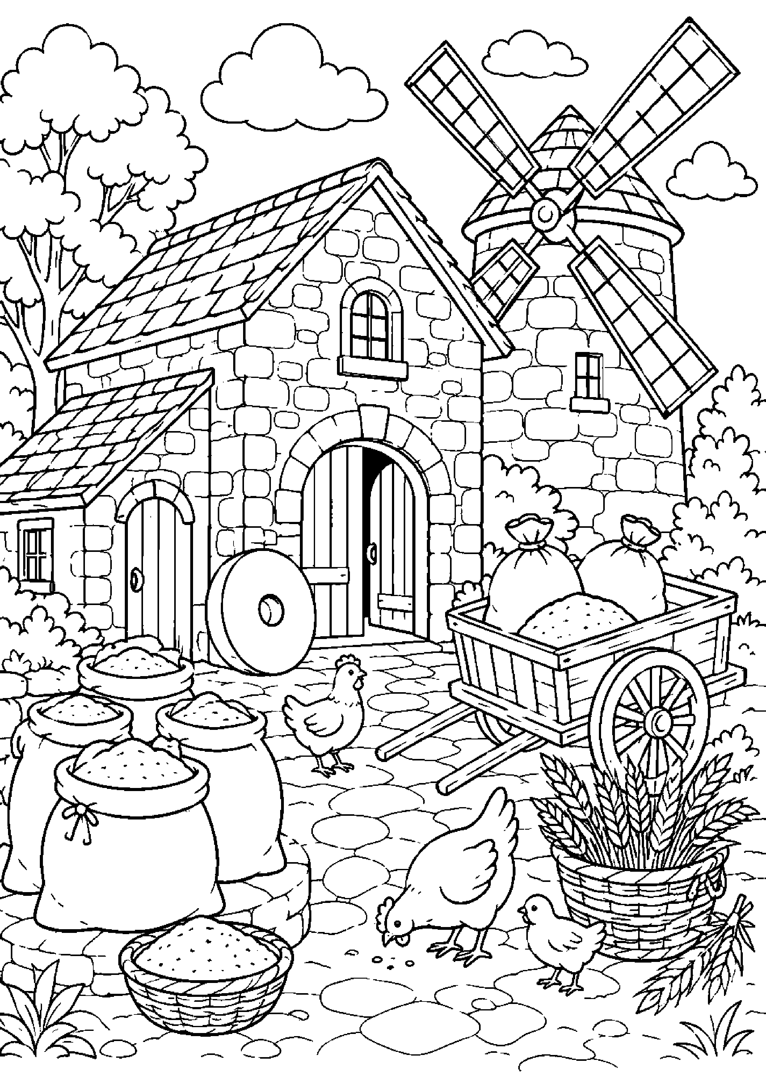 Coloriage moulin à imprimer – dessin n°4
