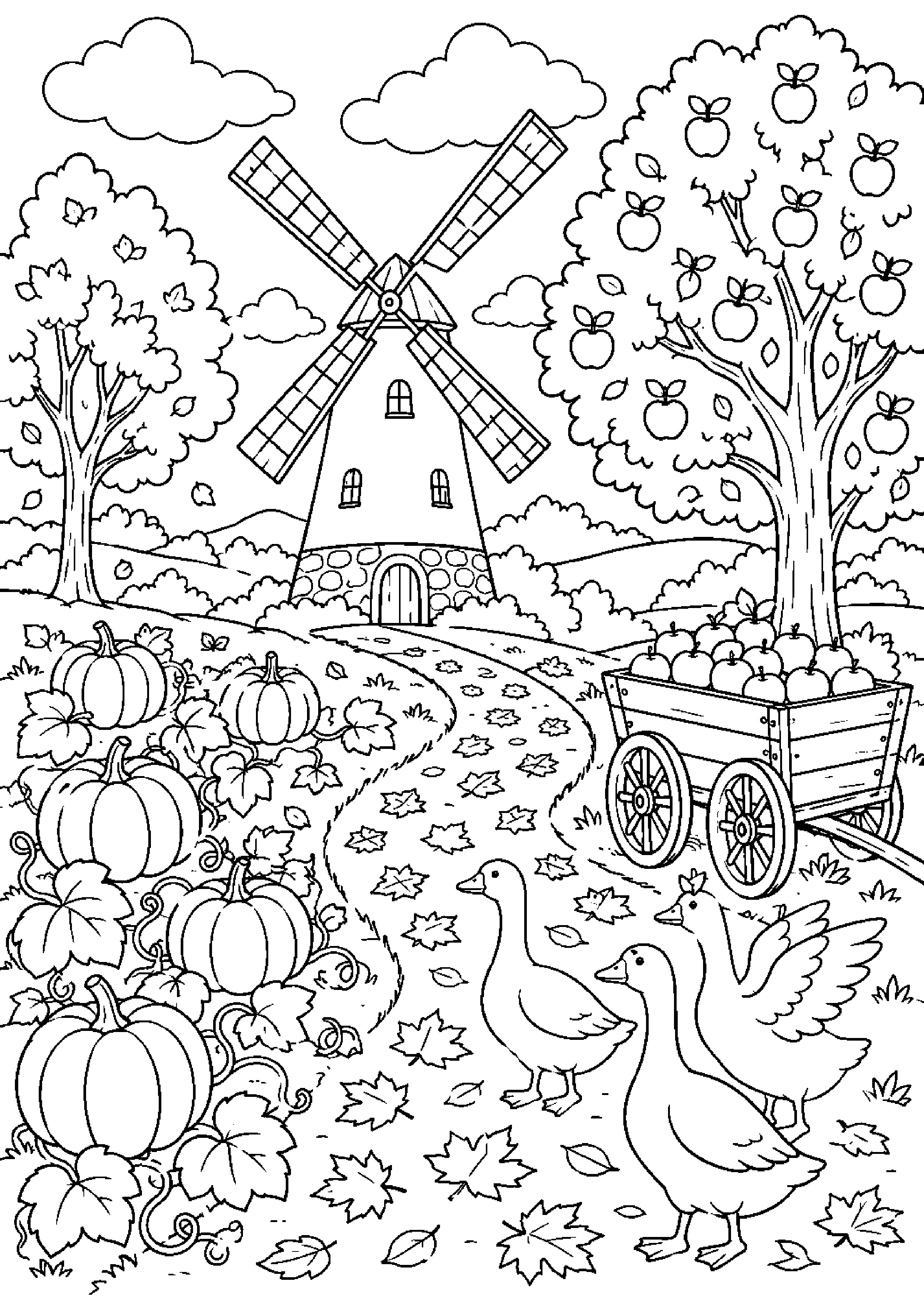 Coloriage moulin à imprimer – dessin n°6