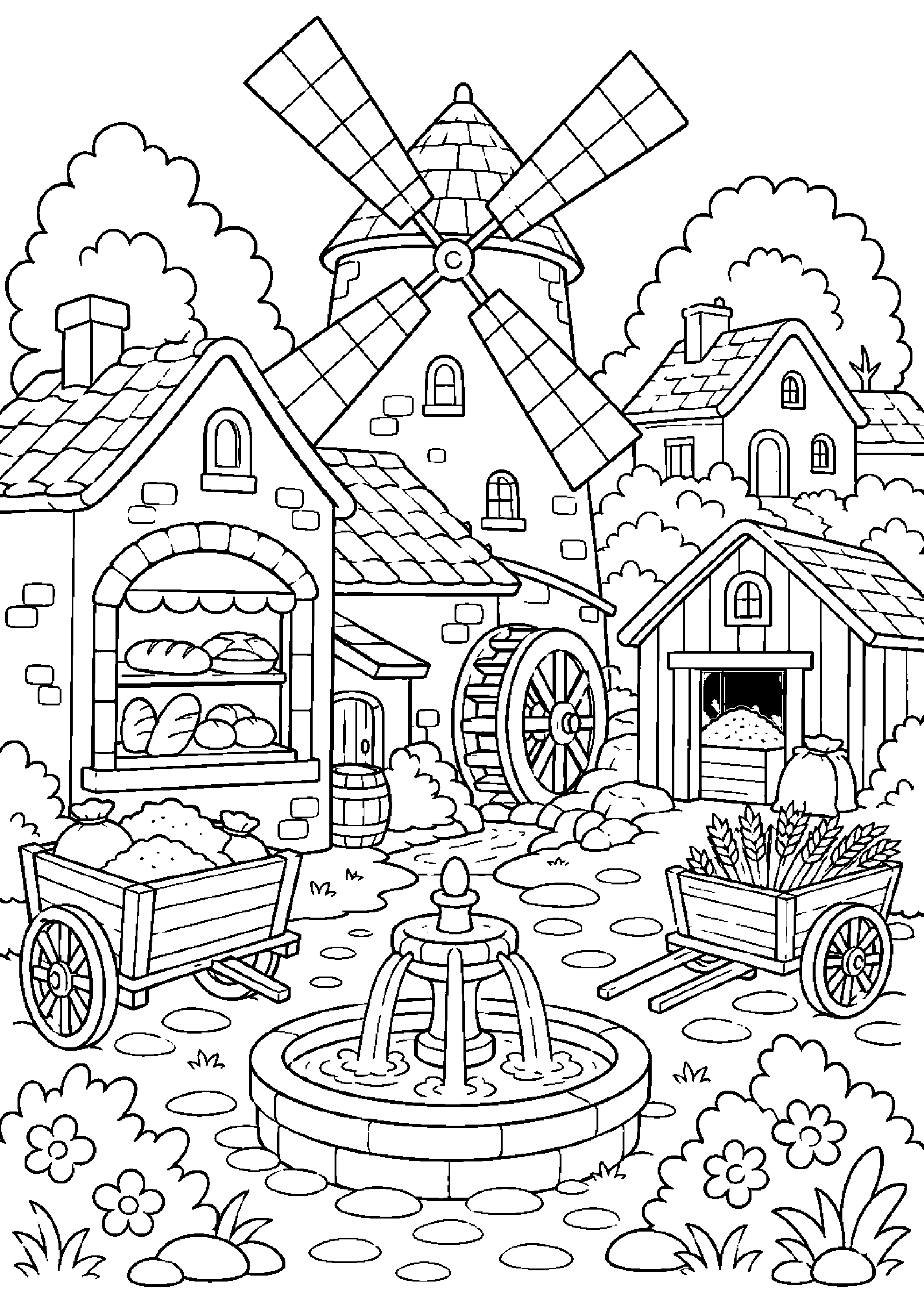 Coloriage moulin à imprimer – dessin n°10