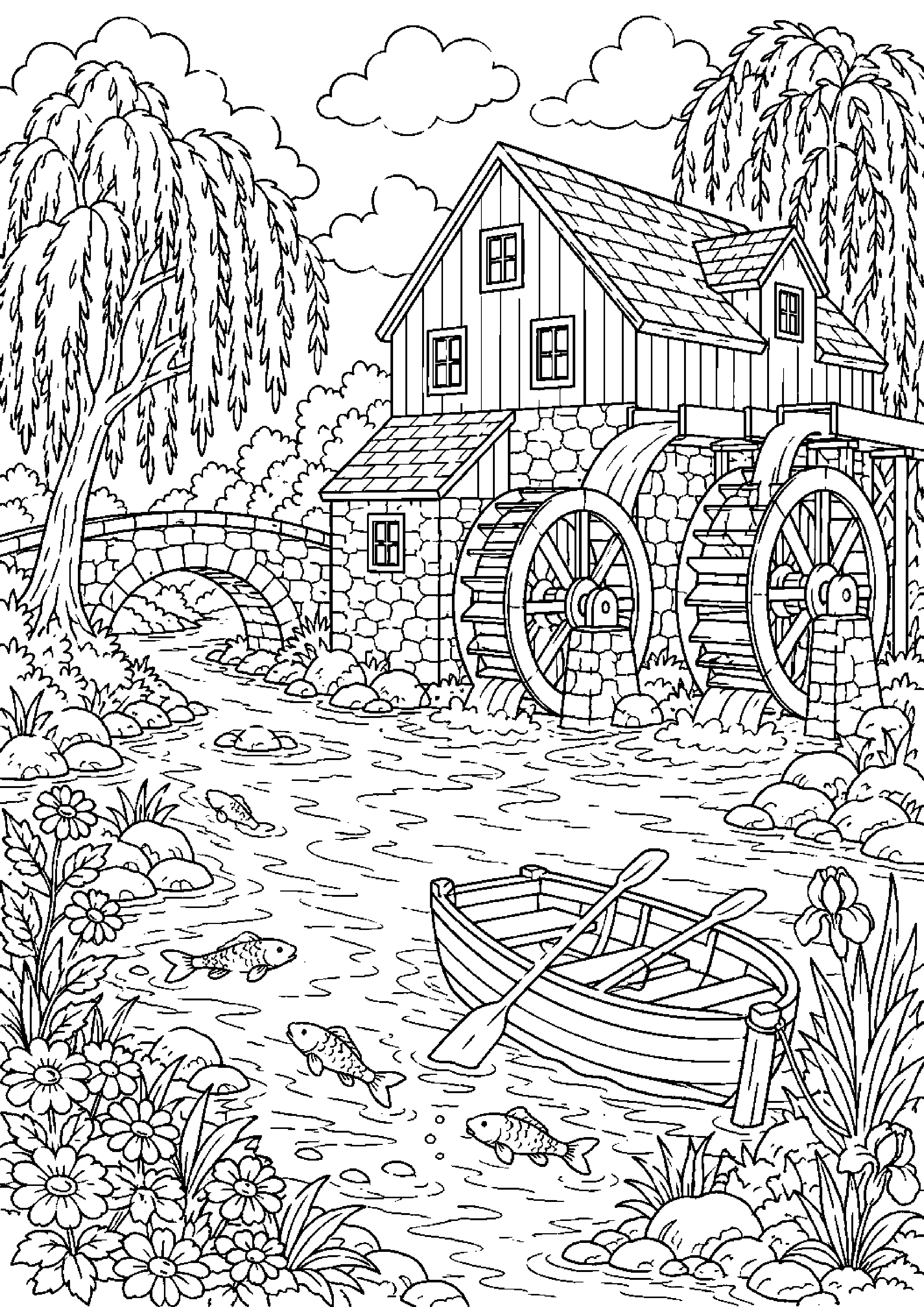 Coloriage moulin à imprimer – dessin n°11