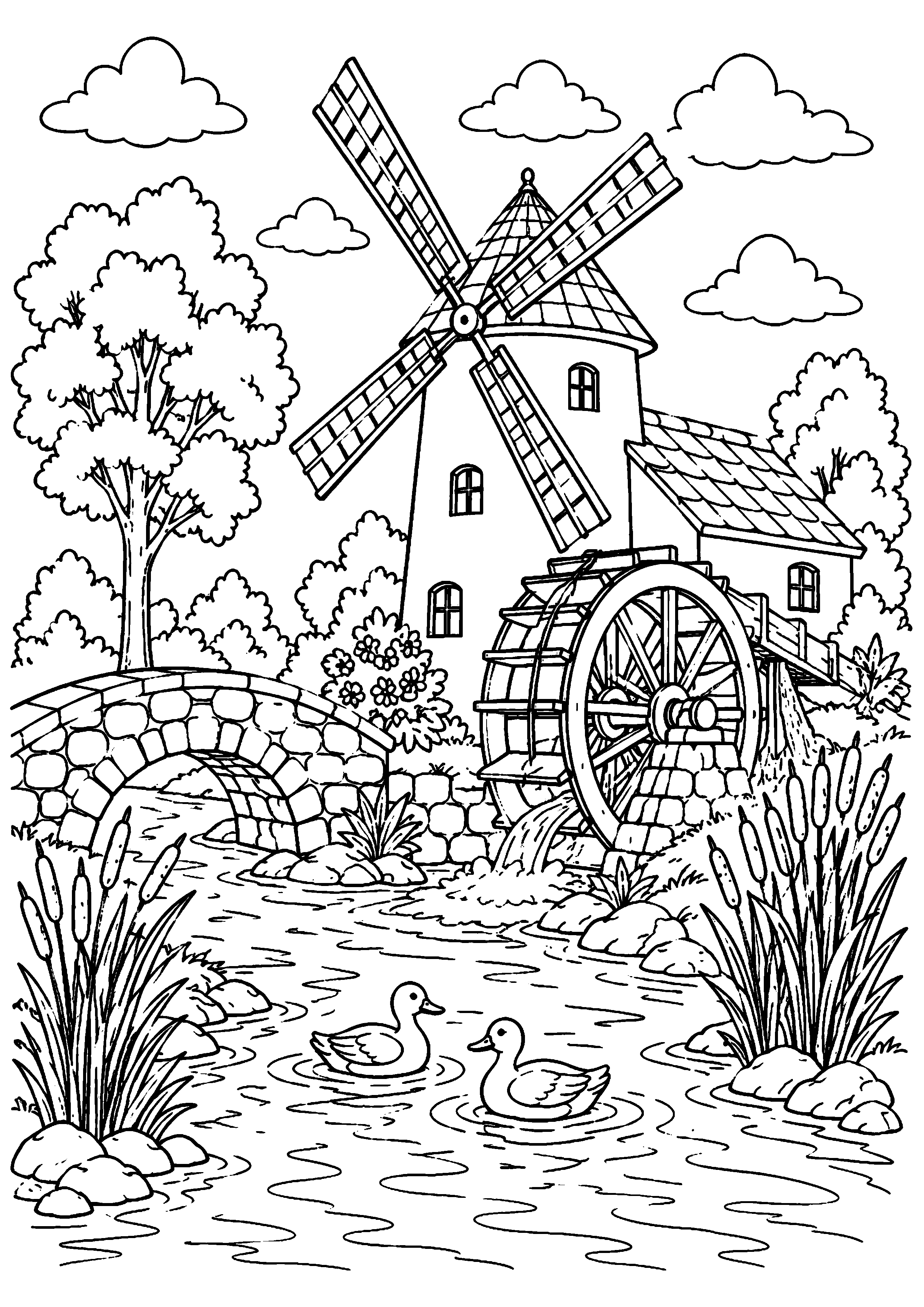 Coloriage moulin à imprimer – dessin n°16
