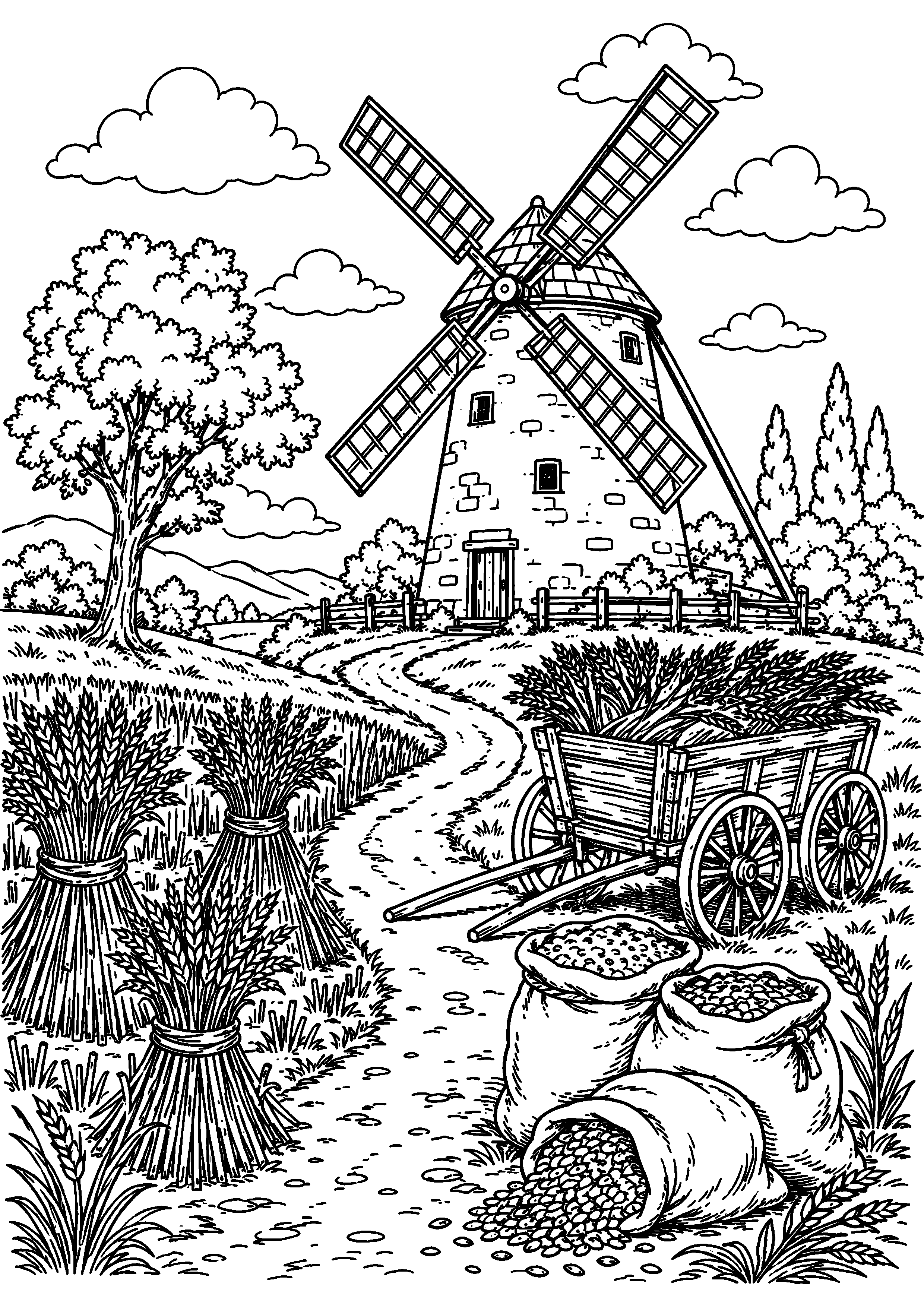 Coloriage moulin à imprimer – dessin n°17