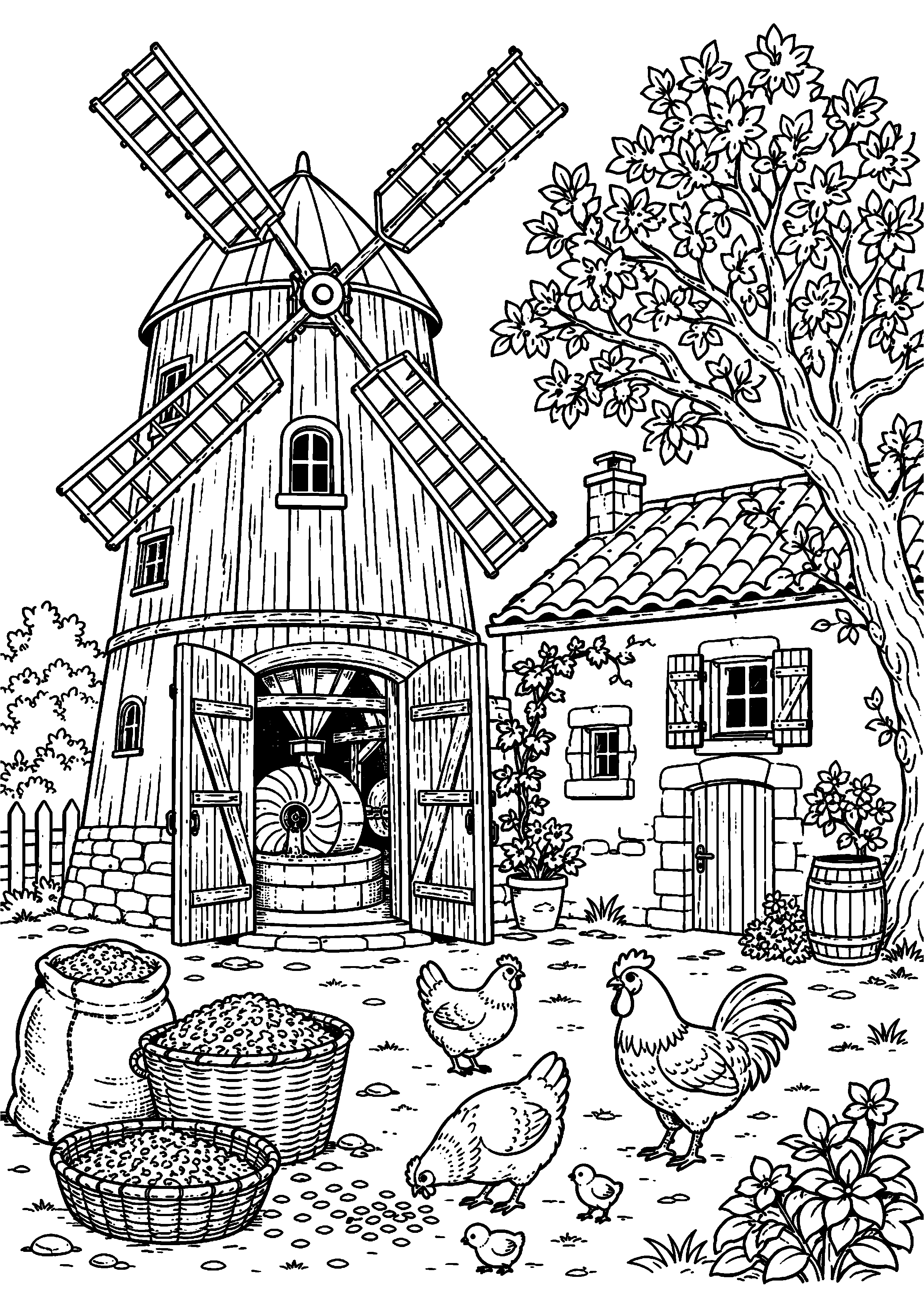 Coloriage moulin à imprimer – dessin n°19