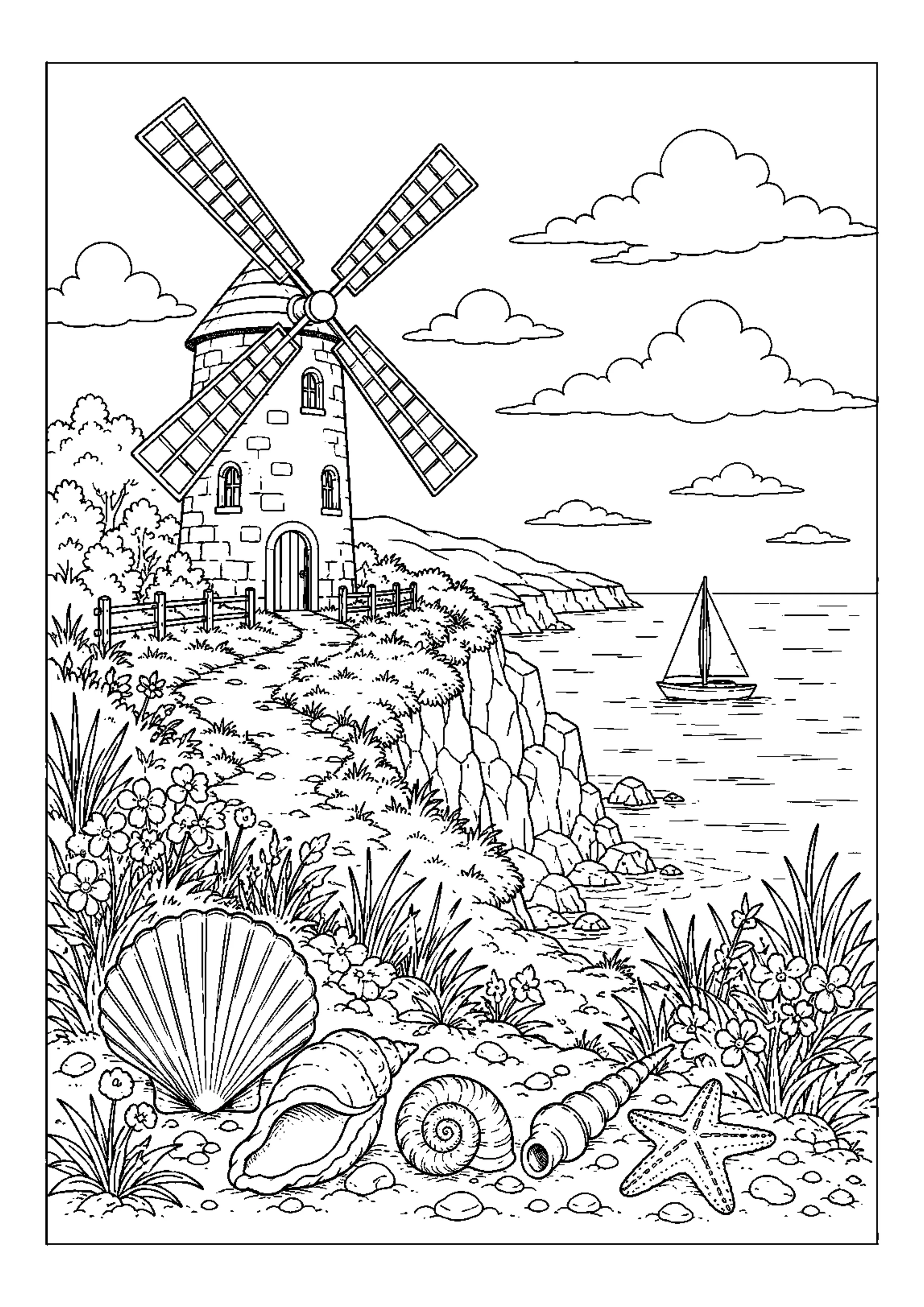 Coloriage Moulin à vent à imprimer – dessin n°3