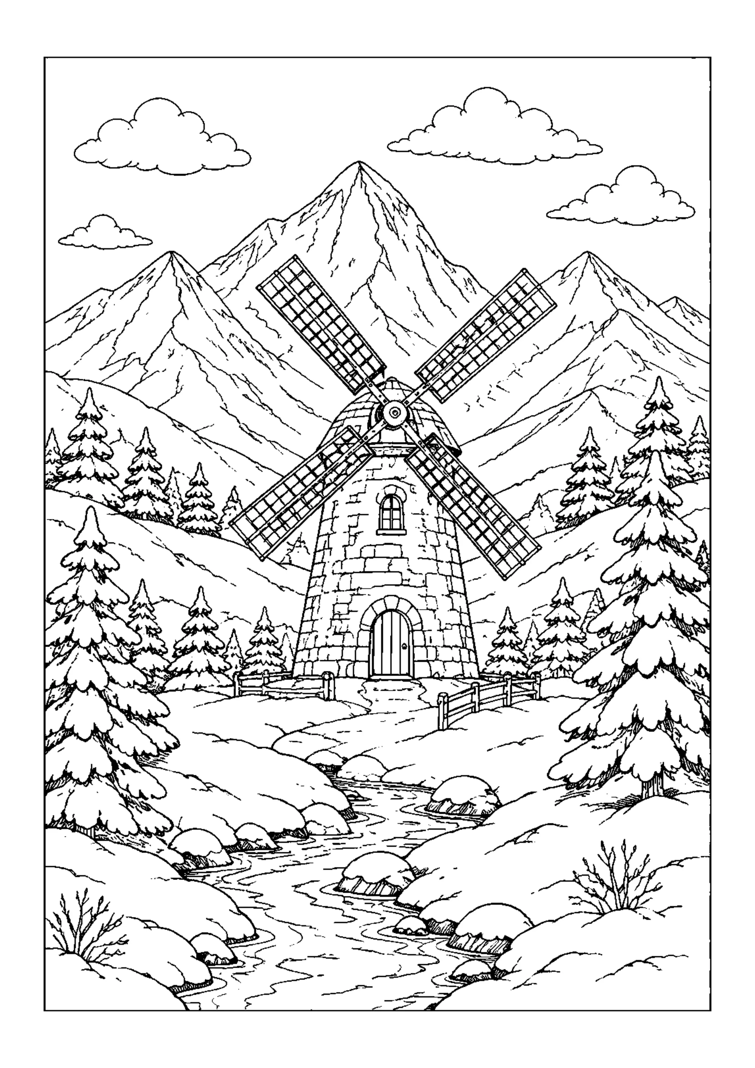 Coloriage Moulin à vent à imprimer – dessin n°4