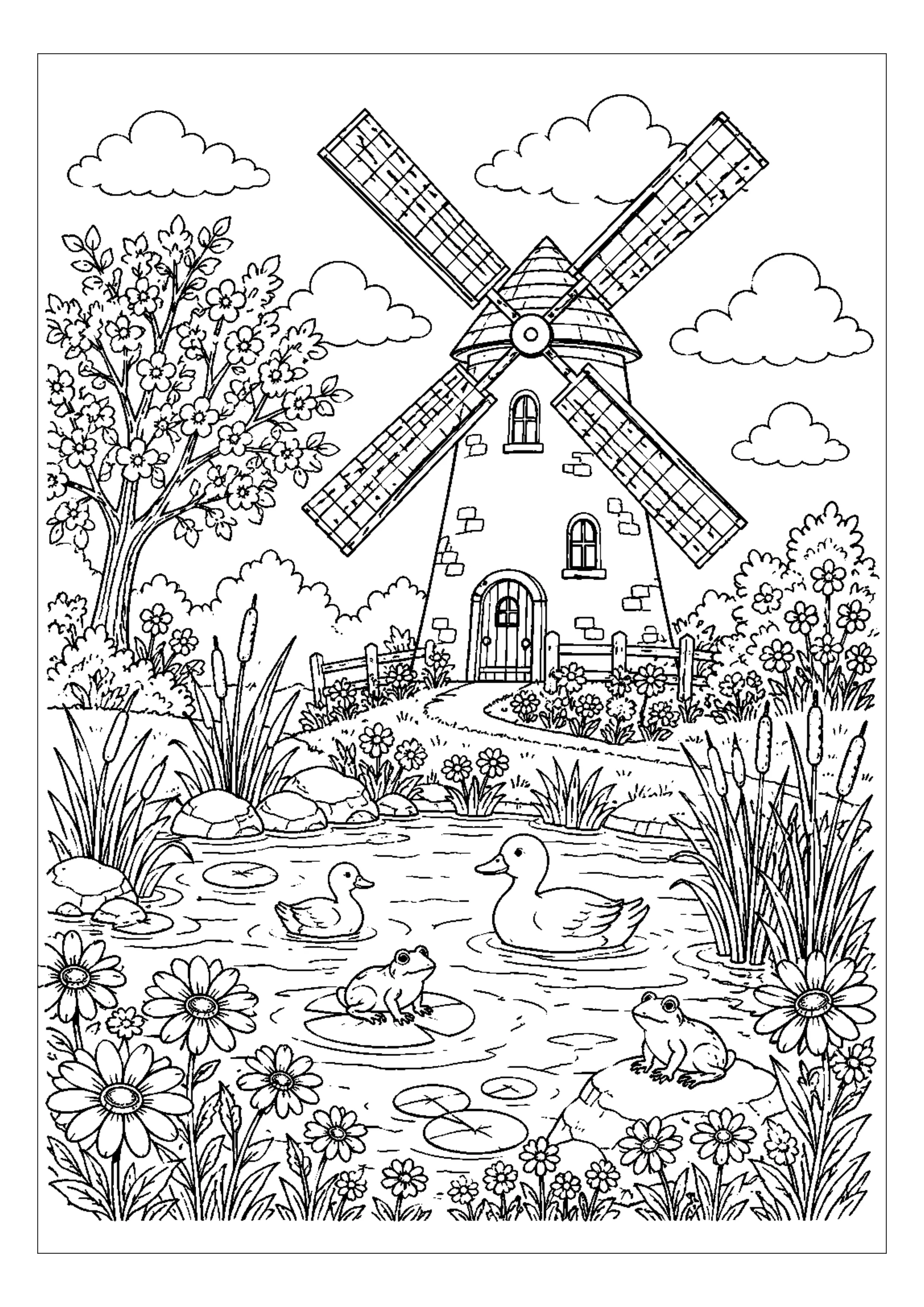 Coloriage Moulin à vent à imprimer – dessin n°6