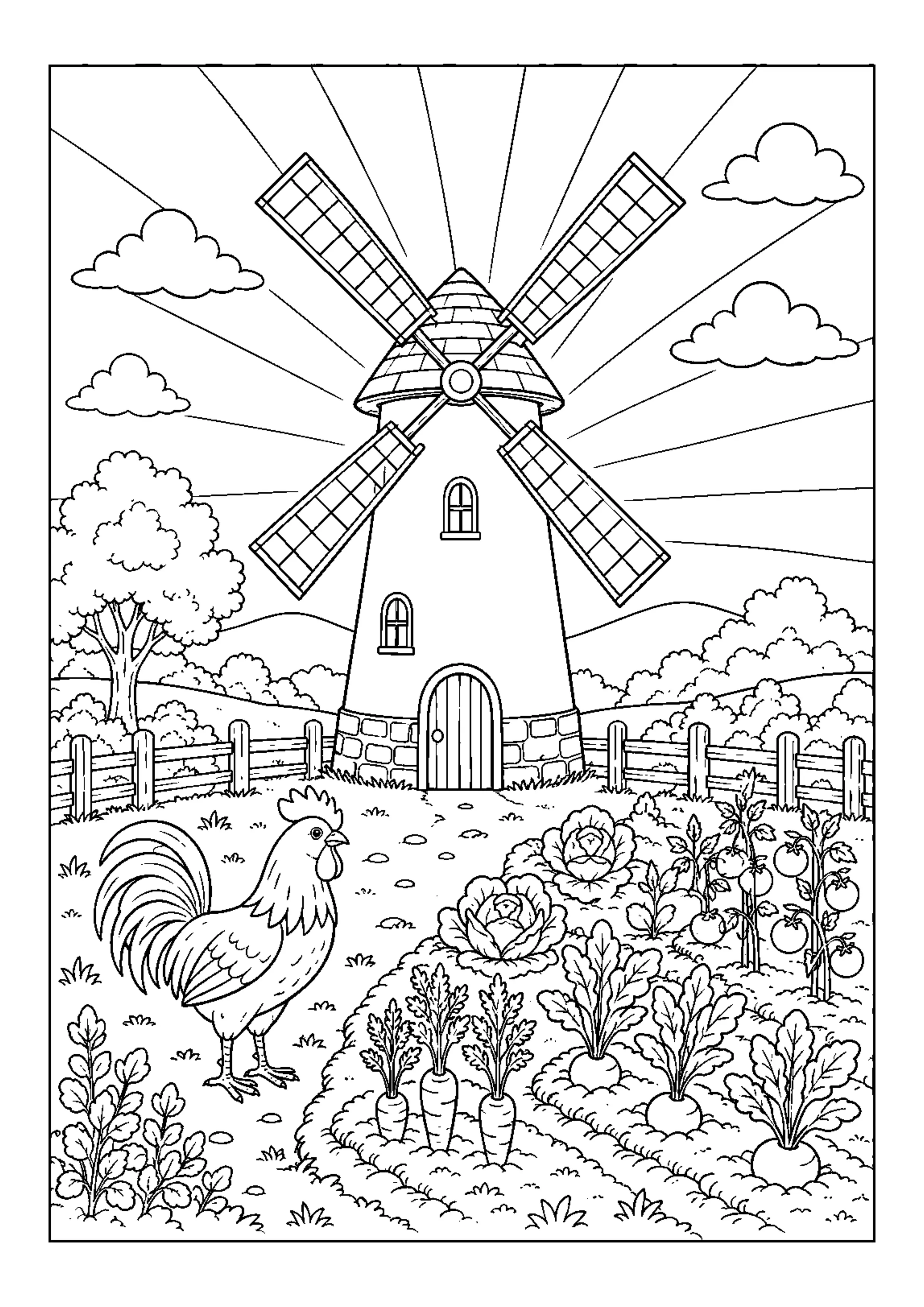 Coloriage Moulin à vent à imprimer – dessin n°7