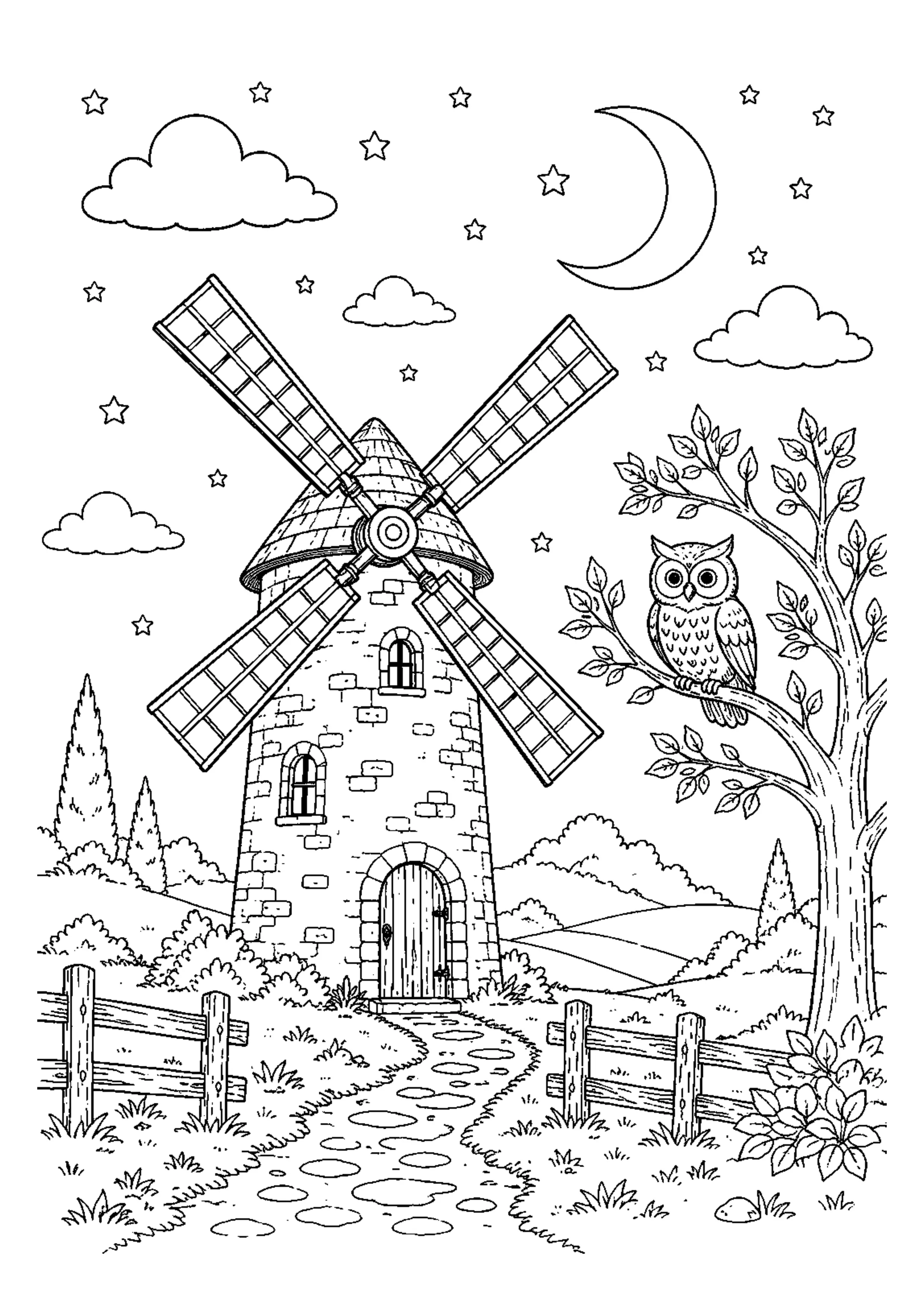 Coloriage Moulin à vent à imprimer – dessin n°8