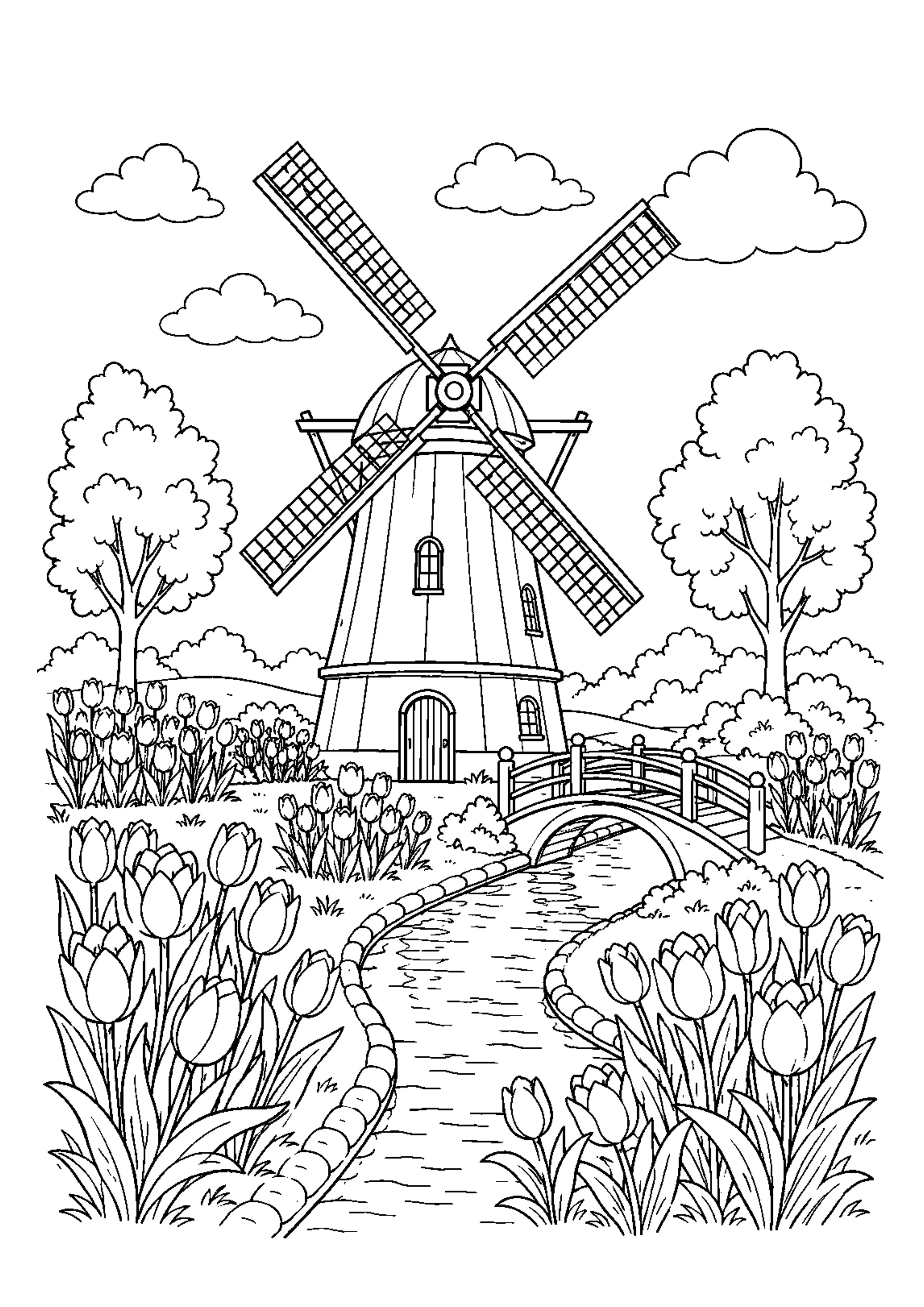 Coloriage Moulin à vent à imprimer – dessin n°9