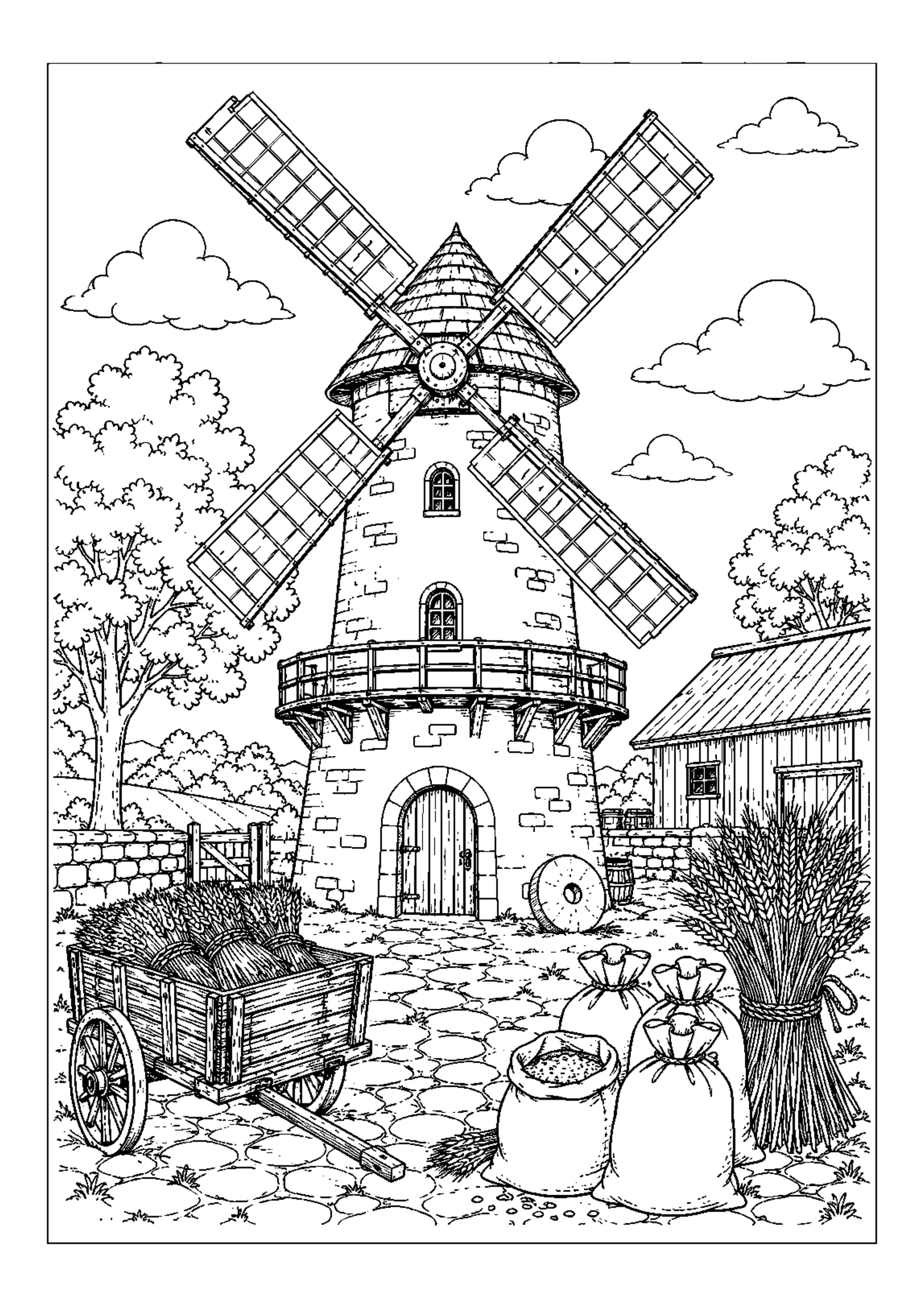 Coloriage Moulin à vent à imprimer – dessin n°10
