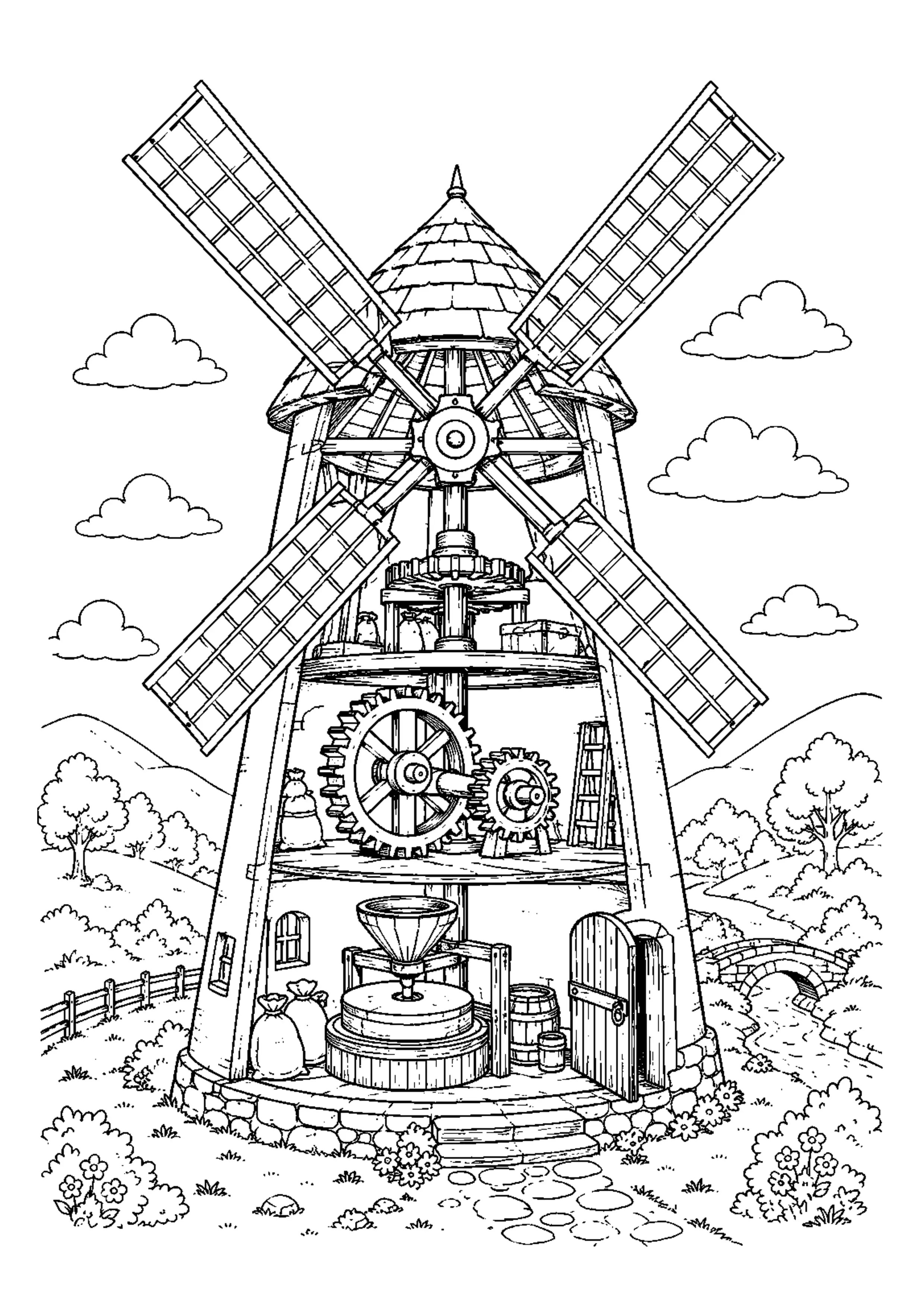 Coloriage Moulin à vent à imprimer – dessin n°11