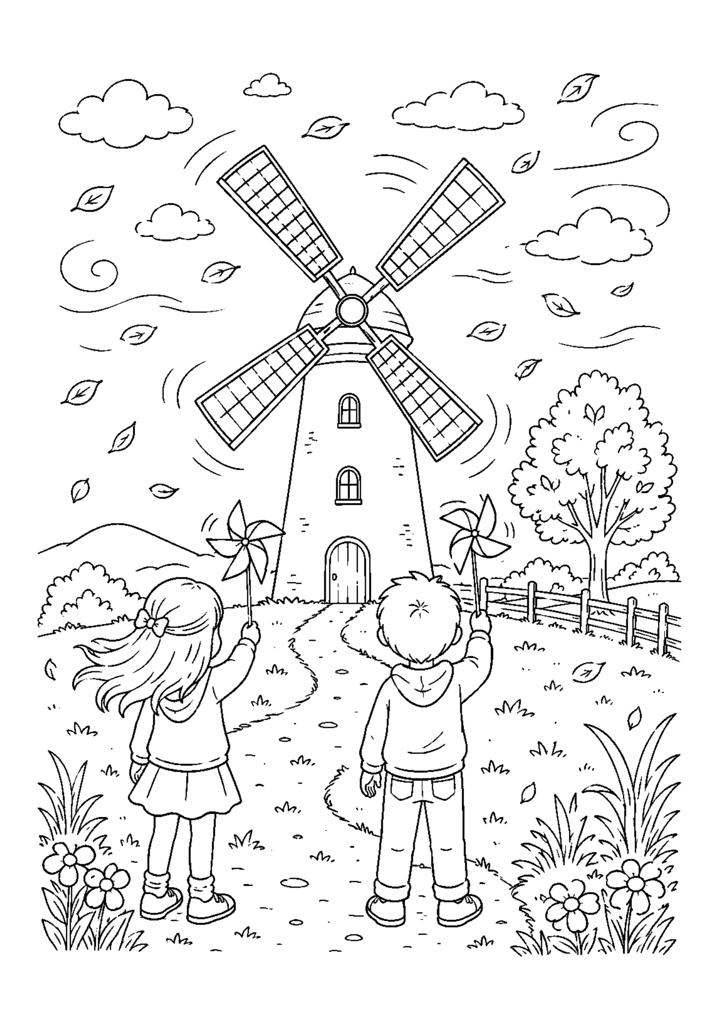 Coloriage Moulin à vent à imprimer – dessin n°12