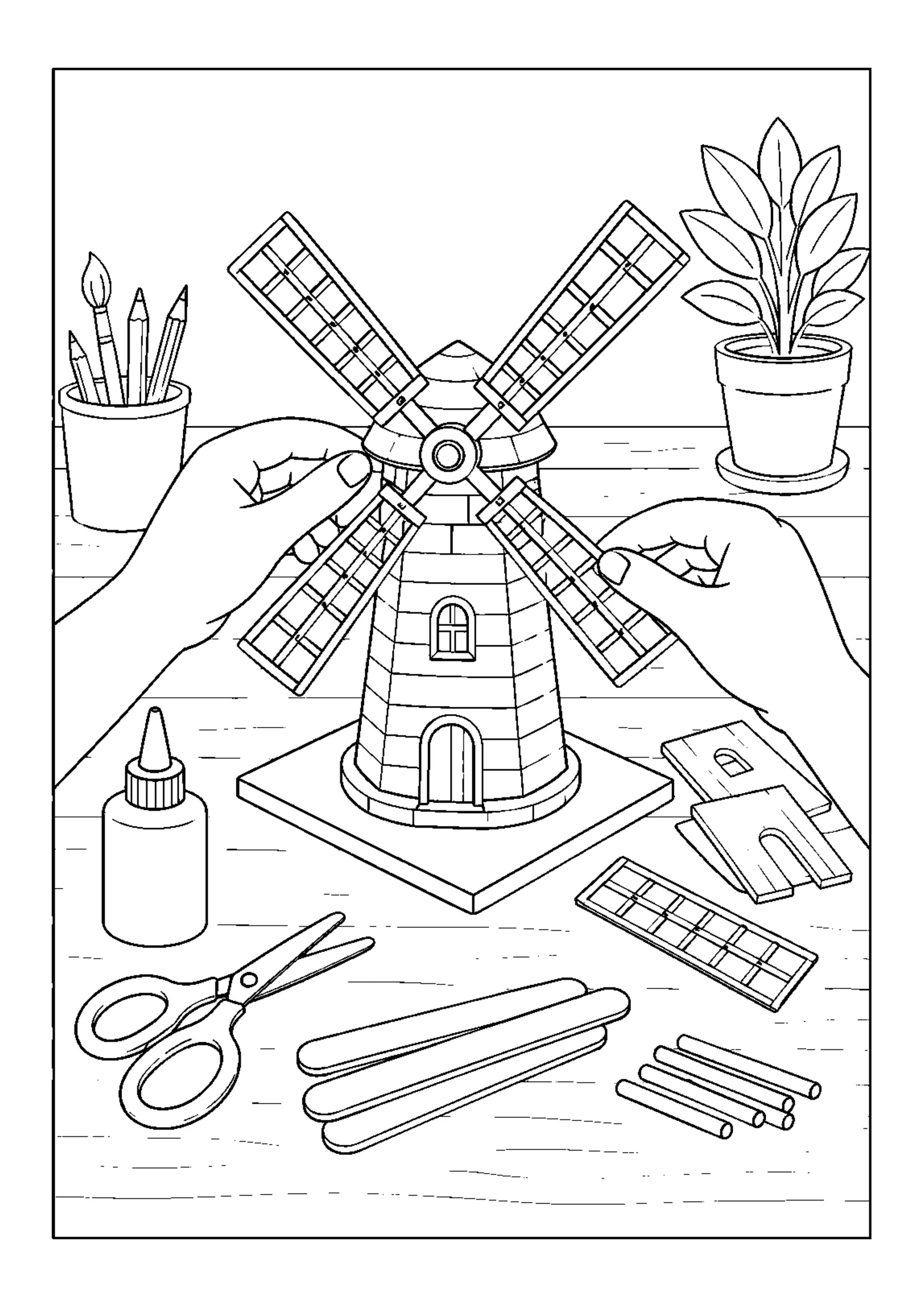 Coloriage Moulin à vent à imprimer – dessin n°13